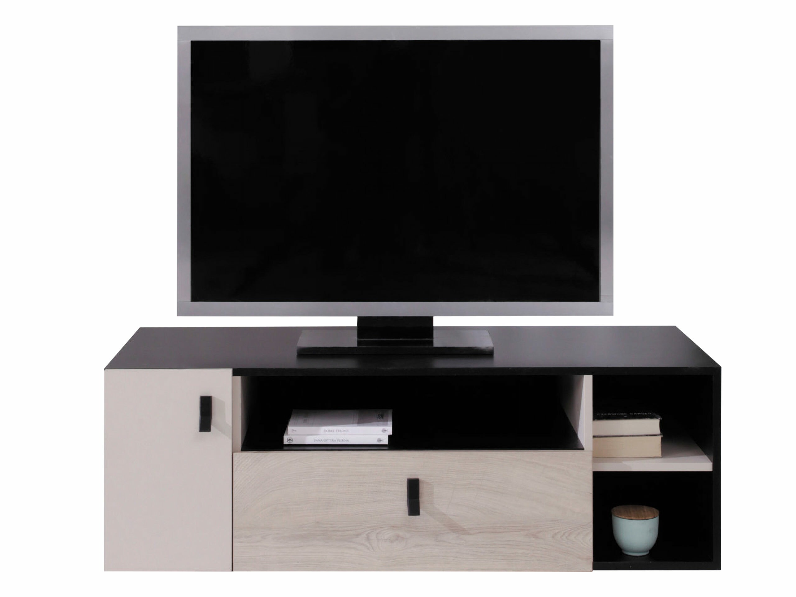 Mueble TV Camteso 108 (Negro + Roble + Beige)