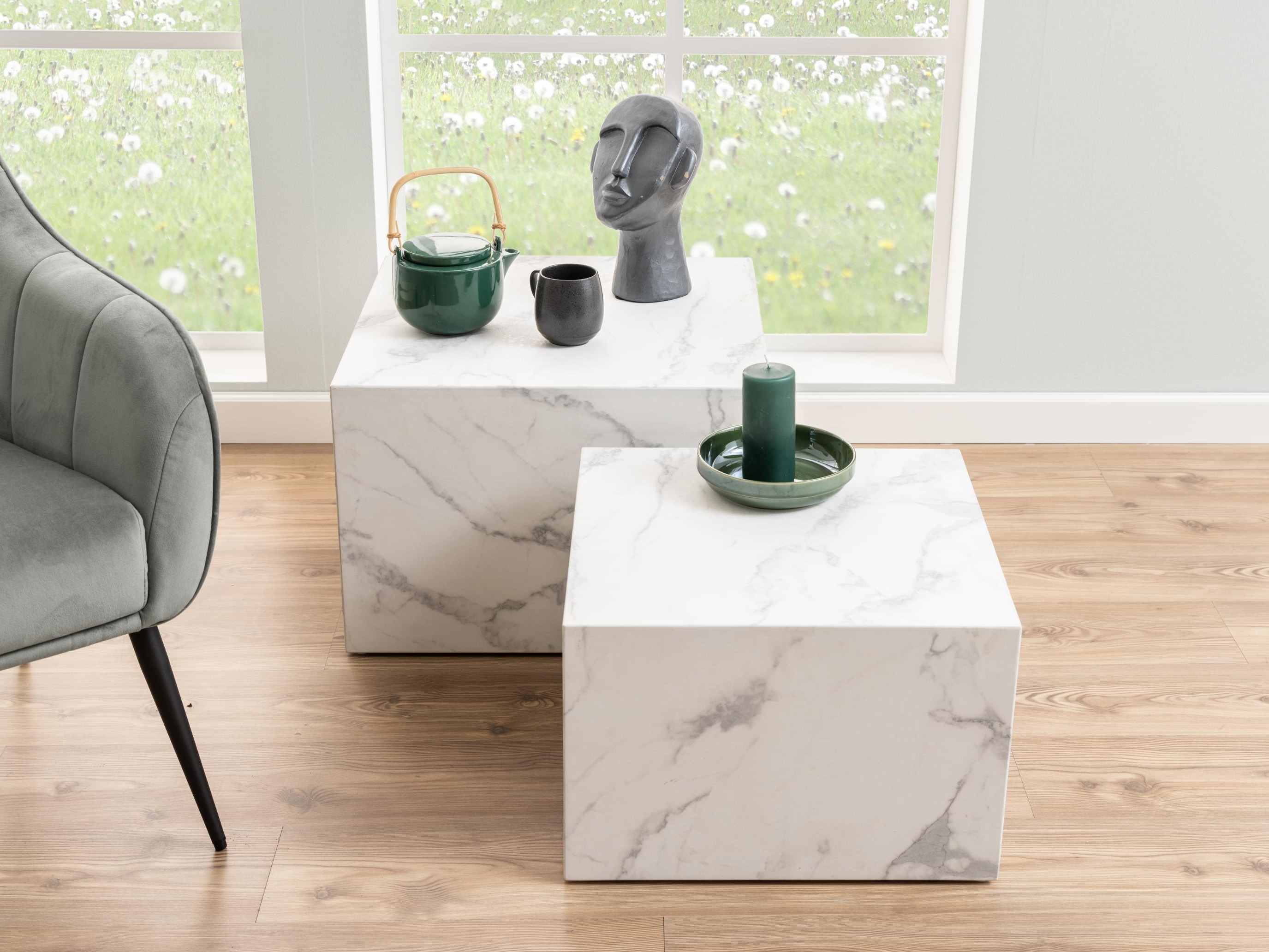 Conjunto mesa de centro Norsica 603 (Mármol blanco)