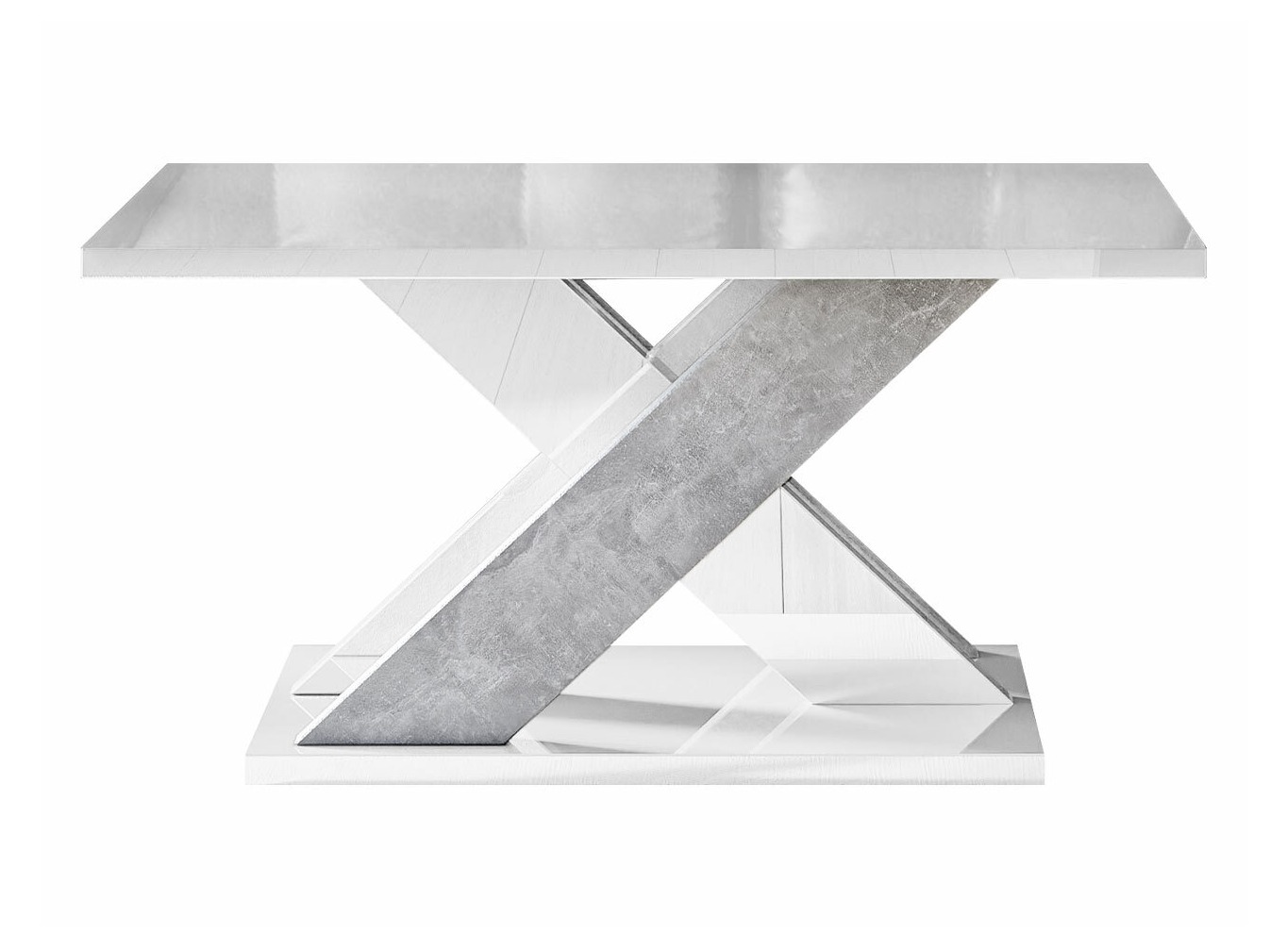 Mesa de centro Goodyear 116 (Blanco brillante + Hormigón)