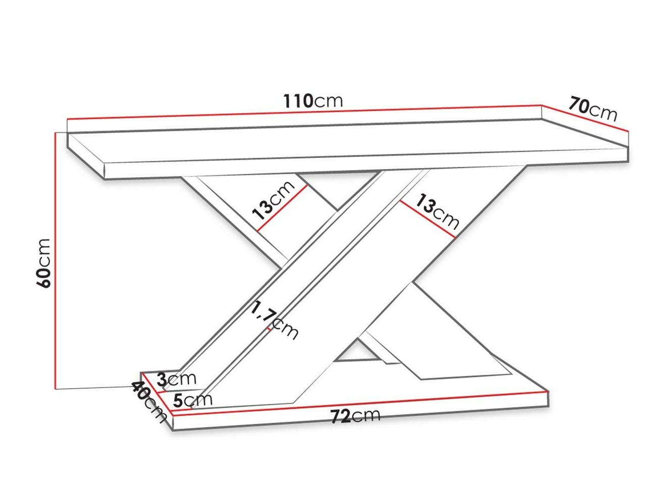 Mesa de centro Goodyear 116 (Blanco brillante + Hormigón)