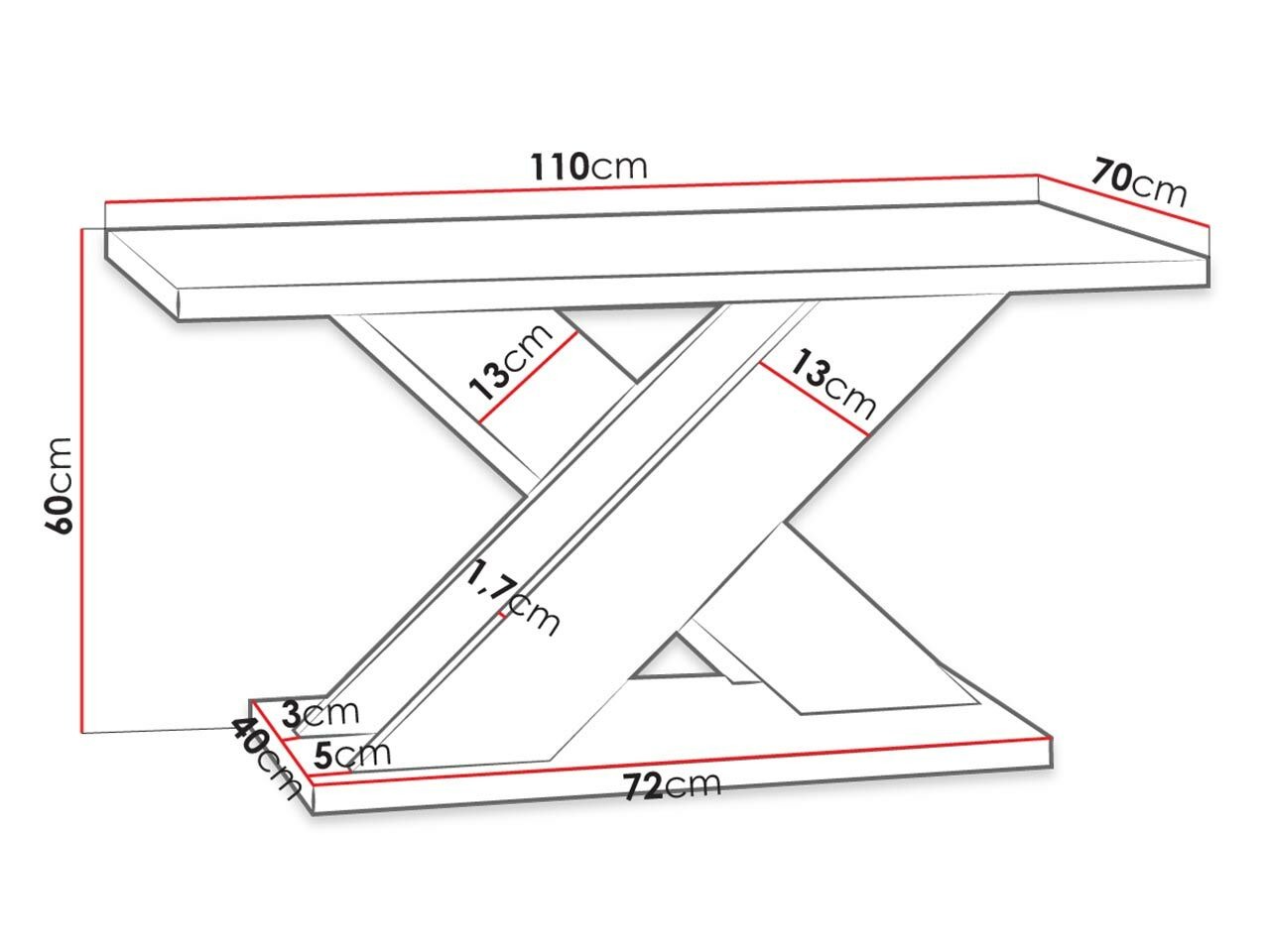 Mesa de centro Goodyear 116 (Negro brillante + Hormigón)
