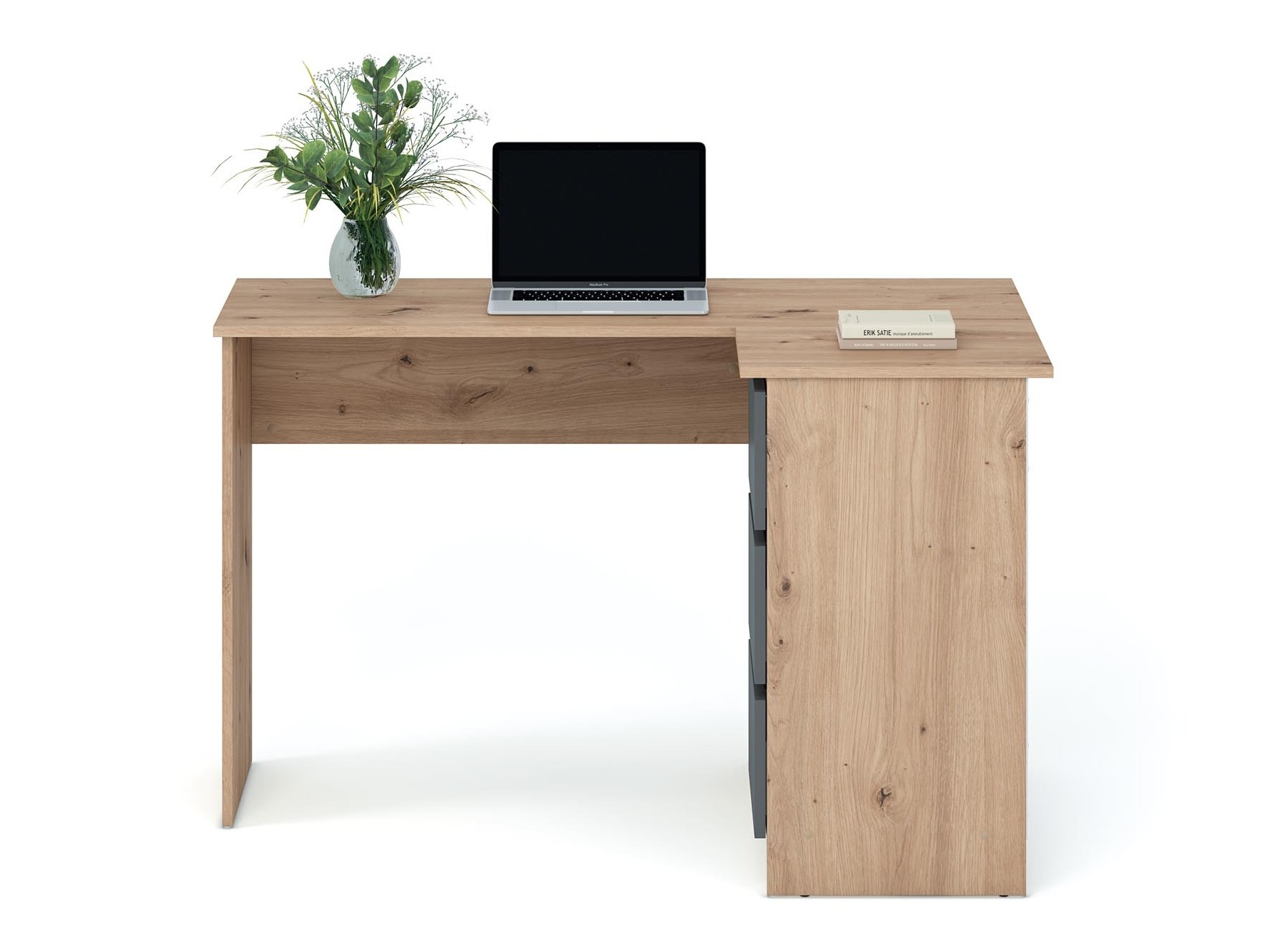 Mesa de ordenador esquinera Houston 1950 (Grafito + Roble Artisan)