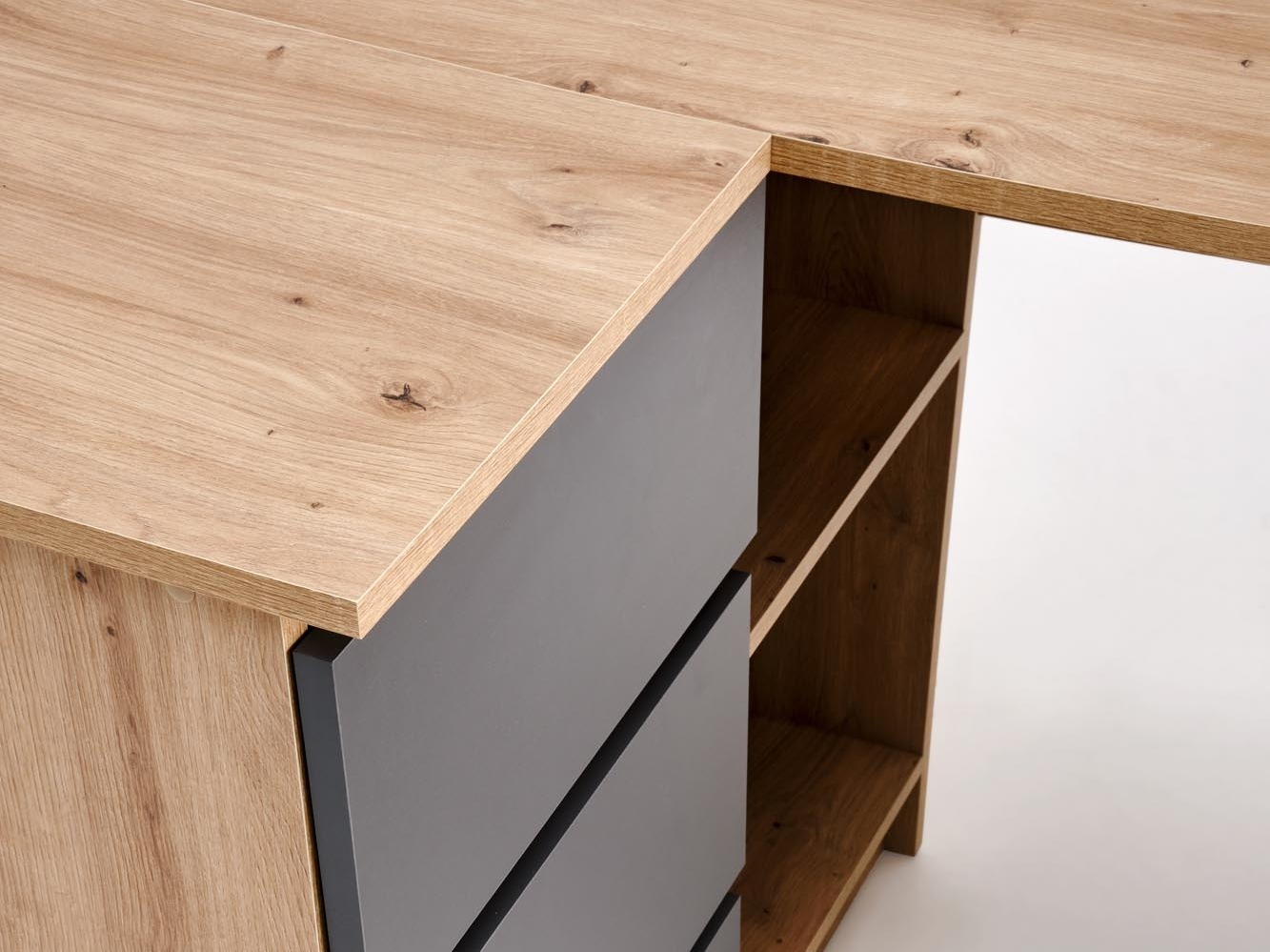 Mesa de ordenador esquinera Houston 1950 (Grafito + Roble Artisan)