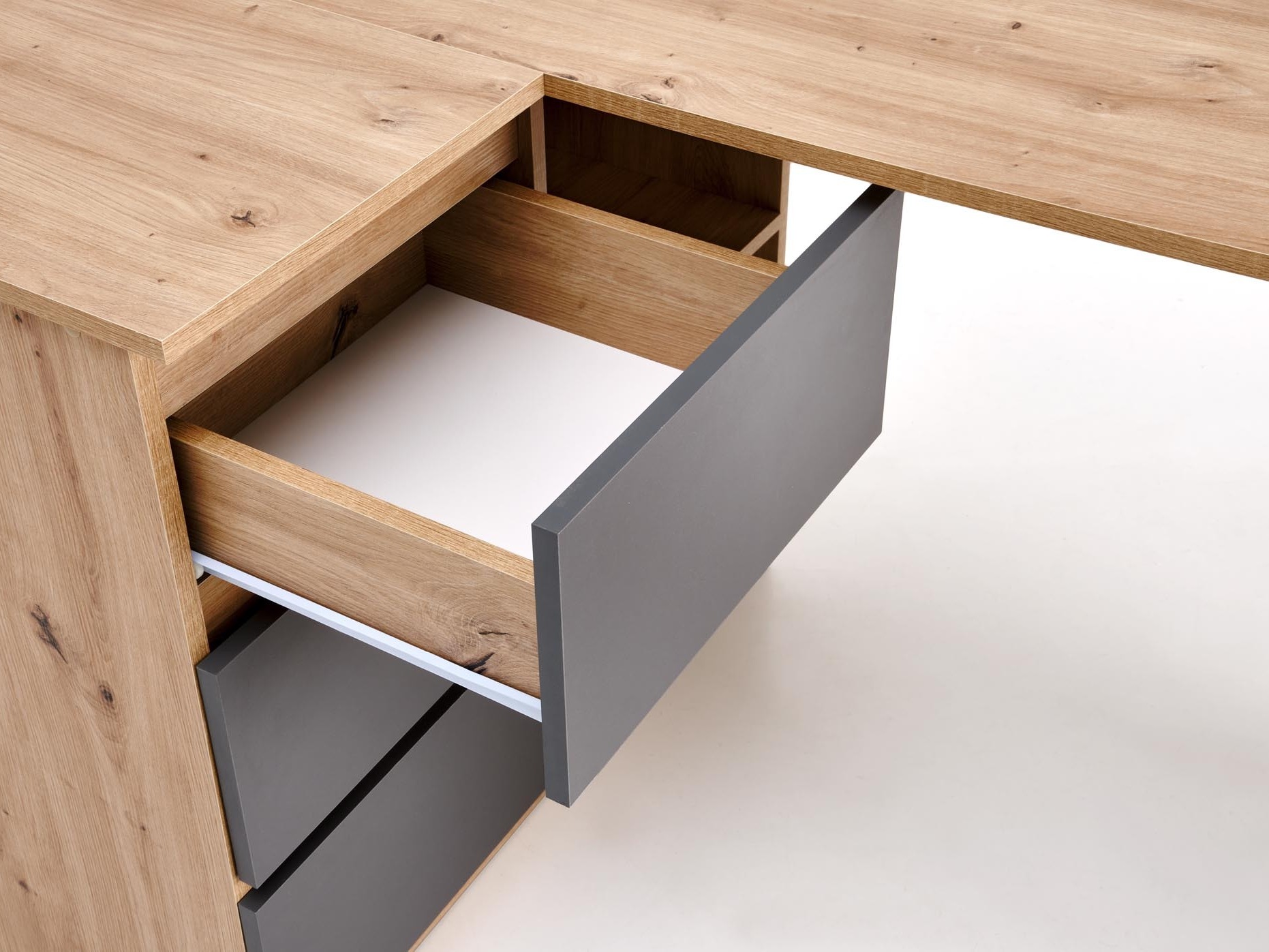 Mesa de ordenador esquinera Houston 1950 (Grafito + Roble Artisan)