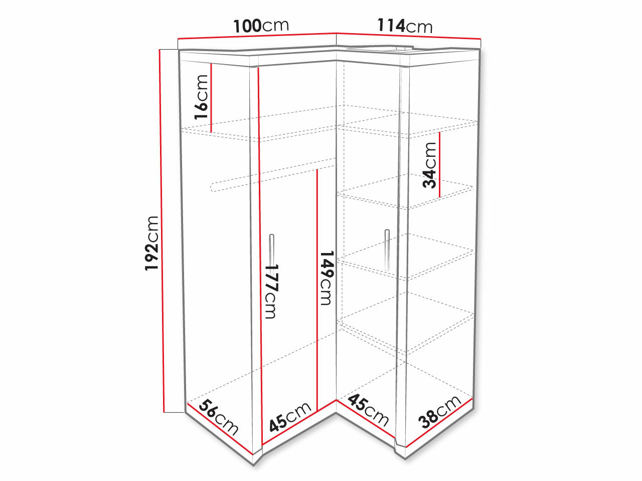 Armario de rincón Lorelie 119 (Trufa roble)