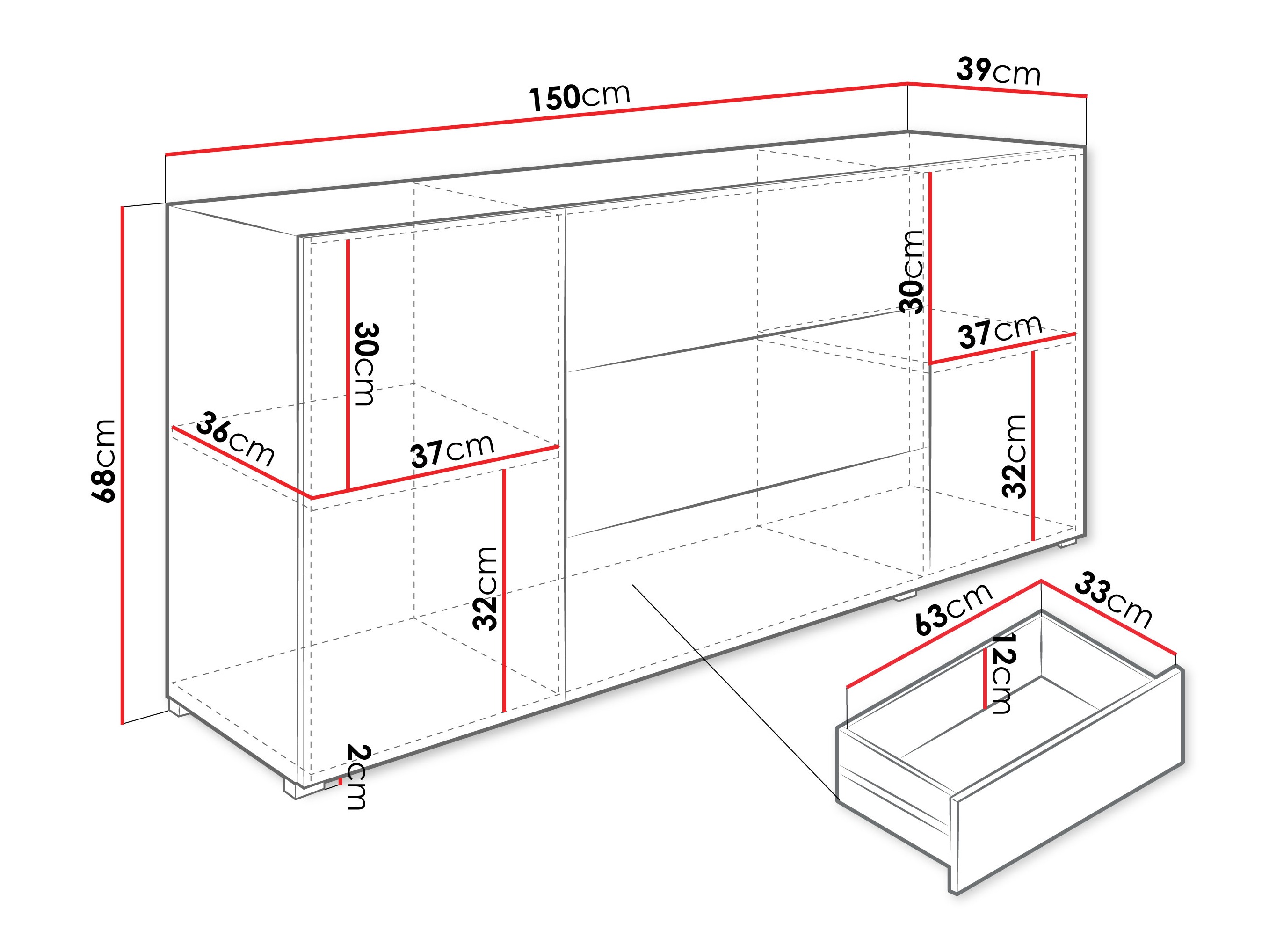 Cómoda Sarasota 191 (Blanco + Blanco brillante)