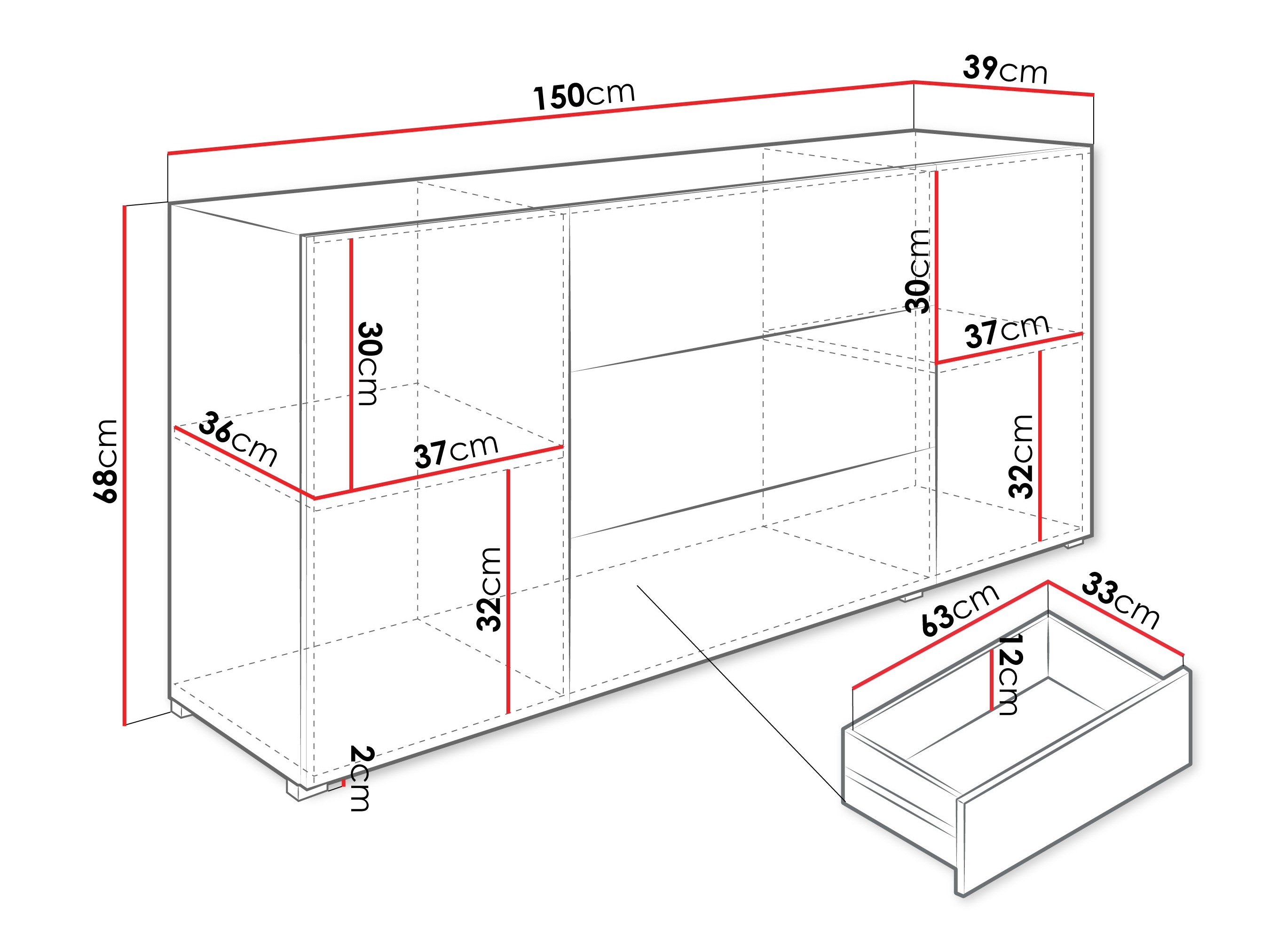 Cómoda Sarasota 191 (Roble wotan + Grafito)