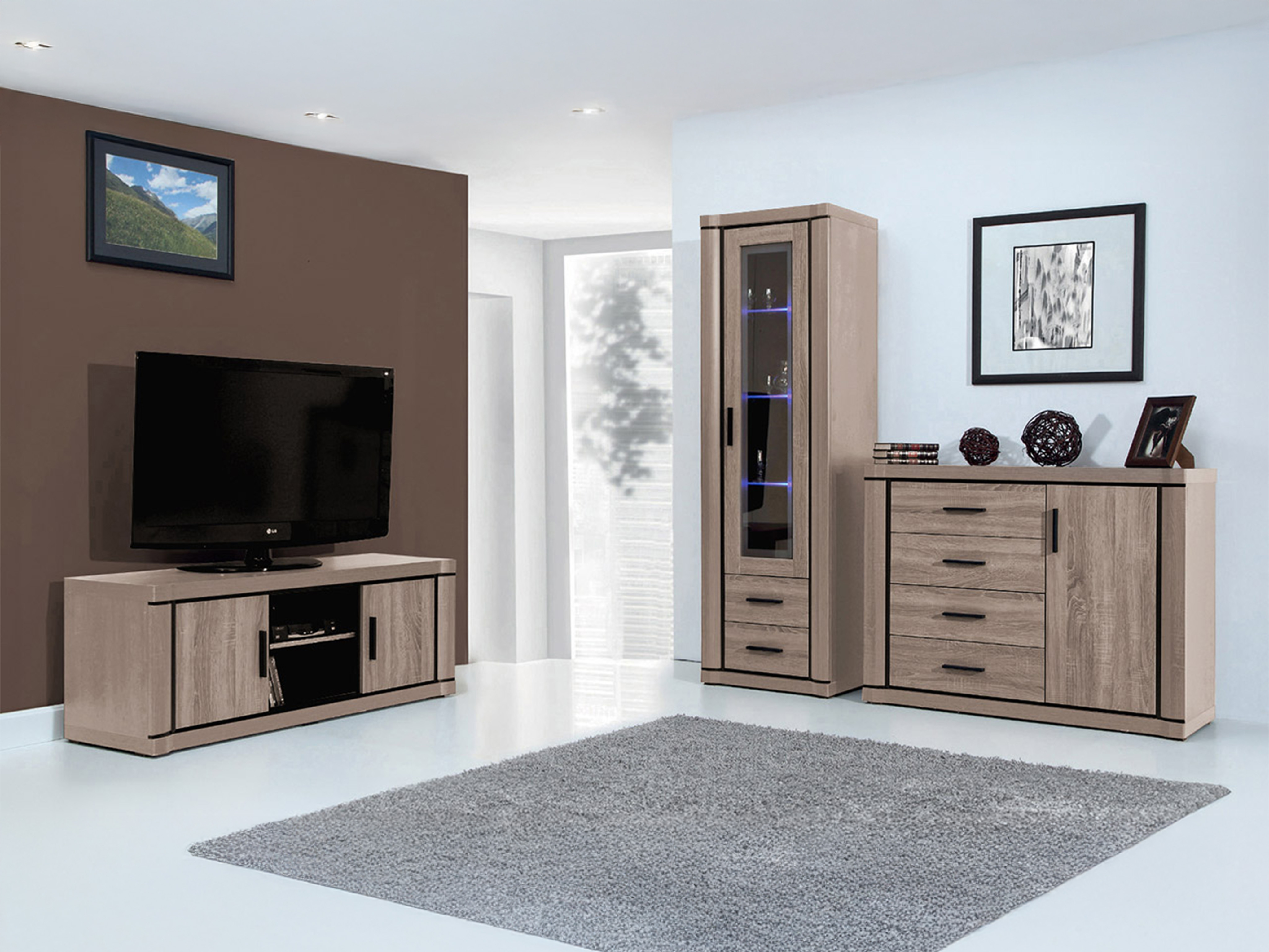 Conjunto de salón Lorelie 122 (Trufa roble)