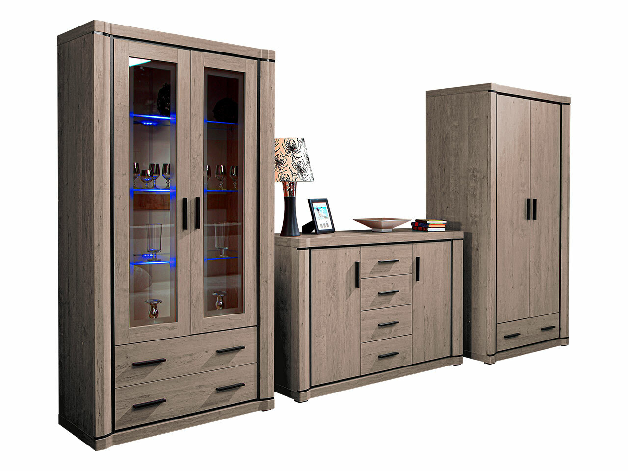 Conjunto de salón Lorelie 125 (Trufa roble)