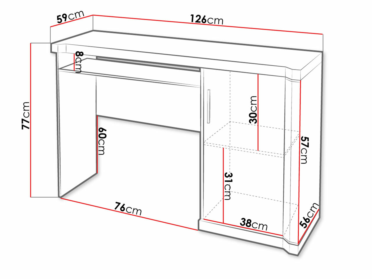 Mesa de oficina Lorelie 112 (Trufa roble)