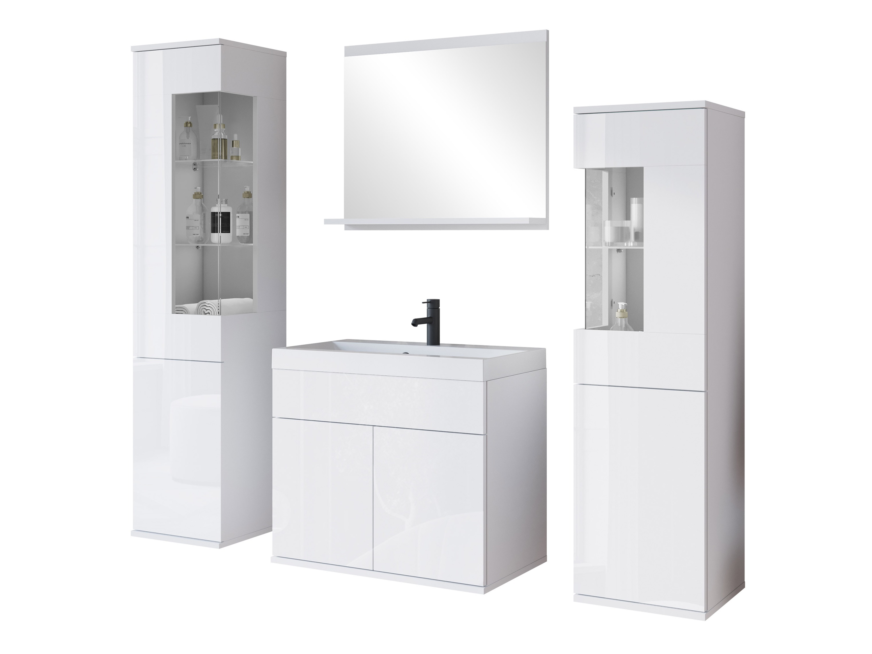 Conjunto de mueble de baño Sarasota 194 (Blanco + Blanco brillante)