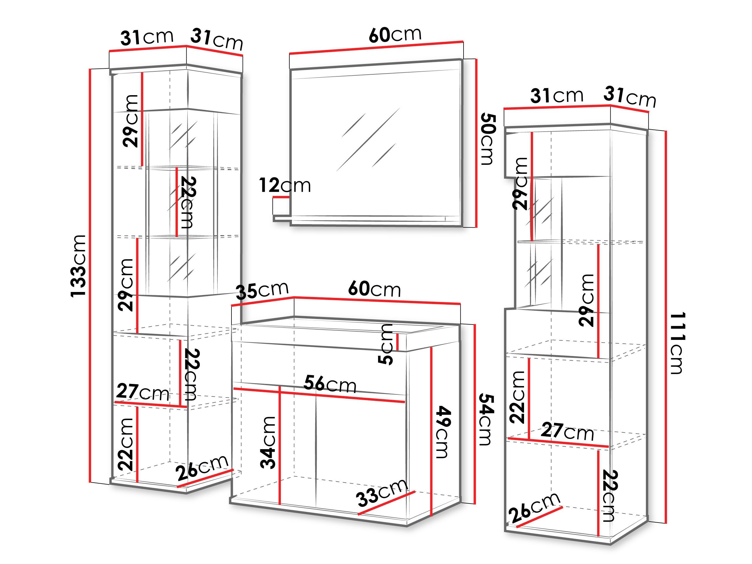 Conjunto de mueble de baño Sarasota 194 (Grafito)