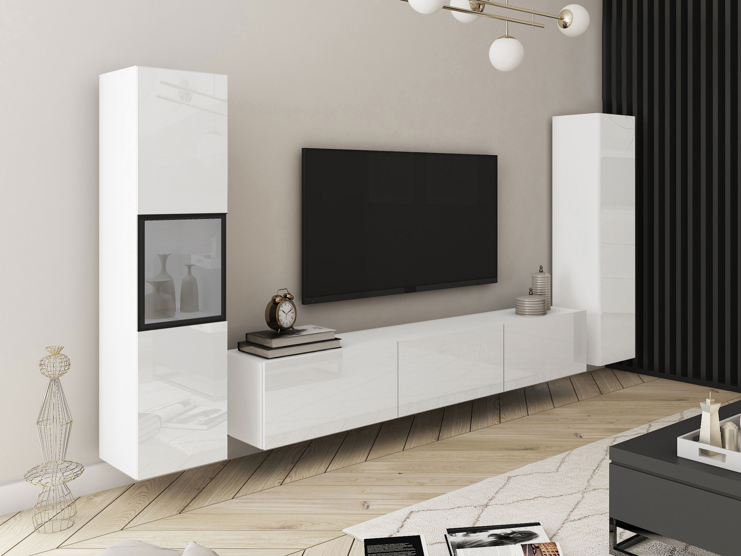 Conjunto de salón Sarasota 193 (Blanco + Blanco brillante)