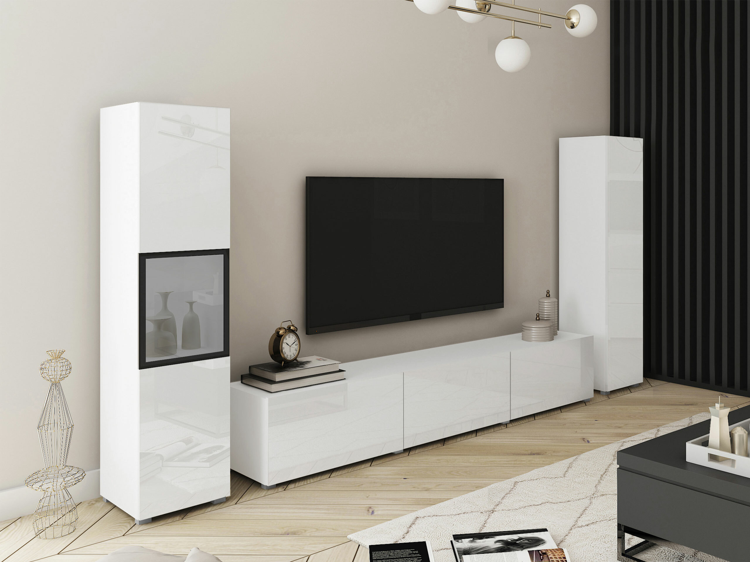 Conjunto de salón Sarasota 193 (Blanco + Blanco brillante)