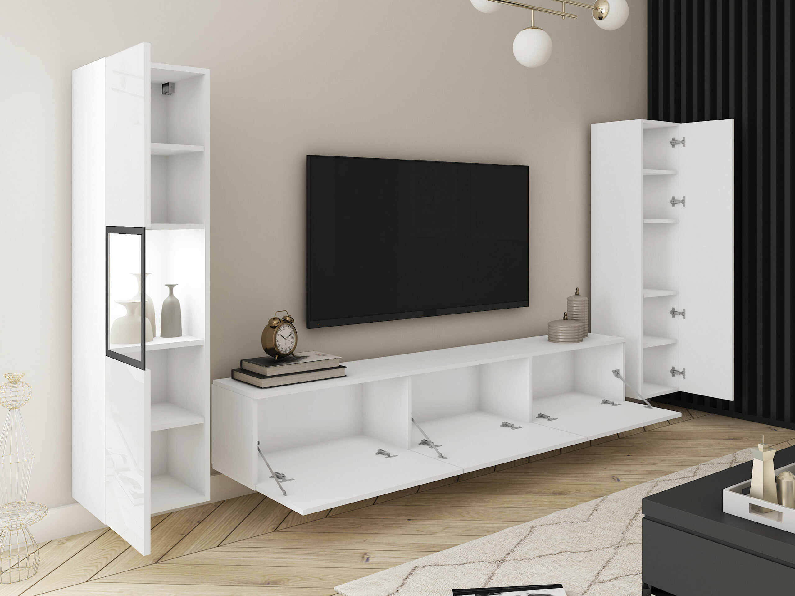 Conjunto de salón Sarasota 193 (Blanco + Blanco brillante)