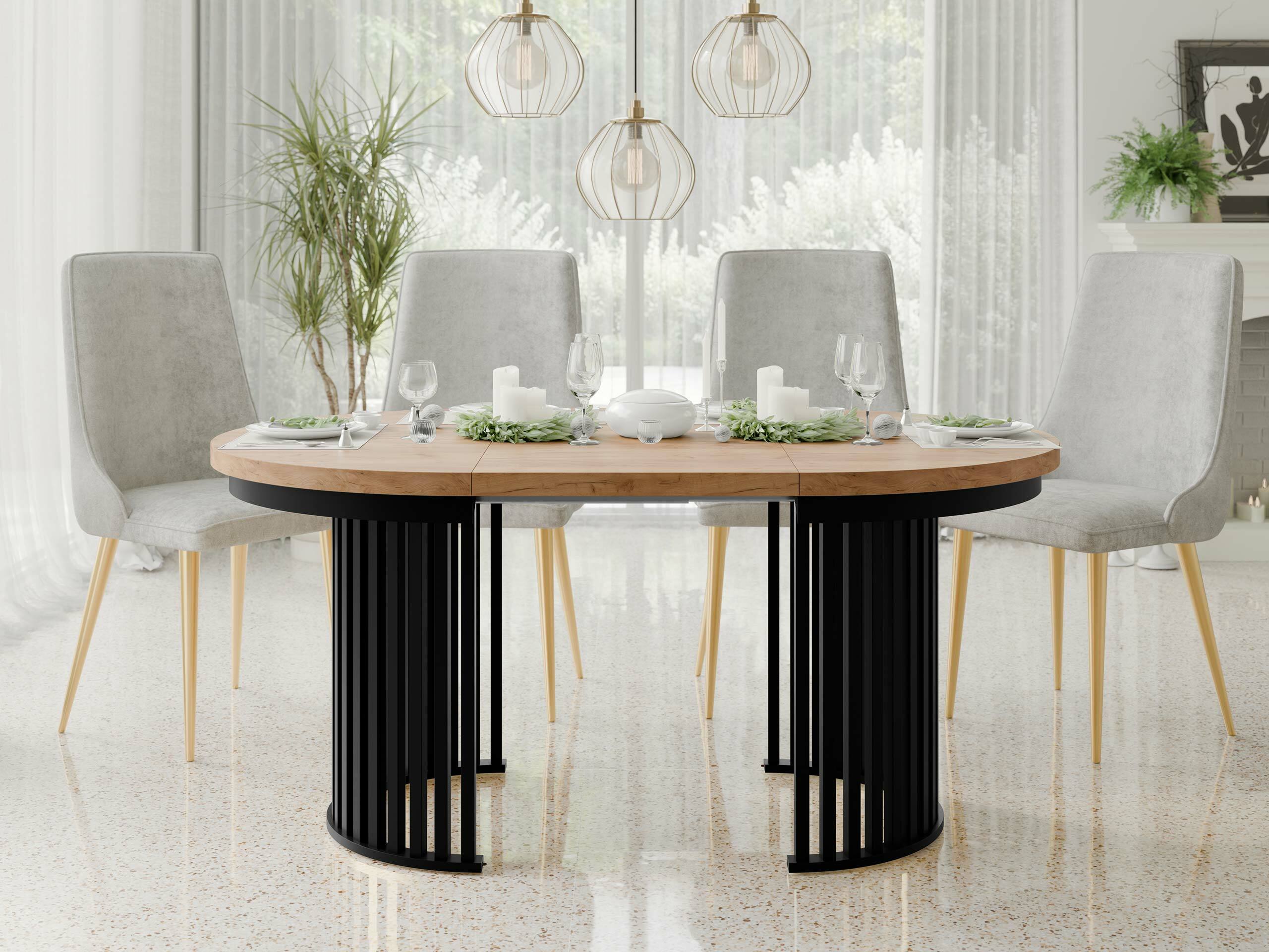 Mesa Racine 145 (Roble dorado artesanal + Negro)