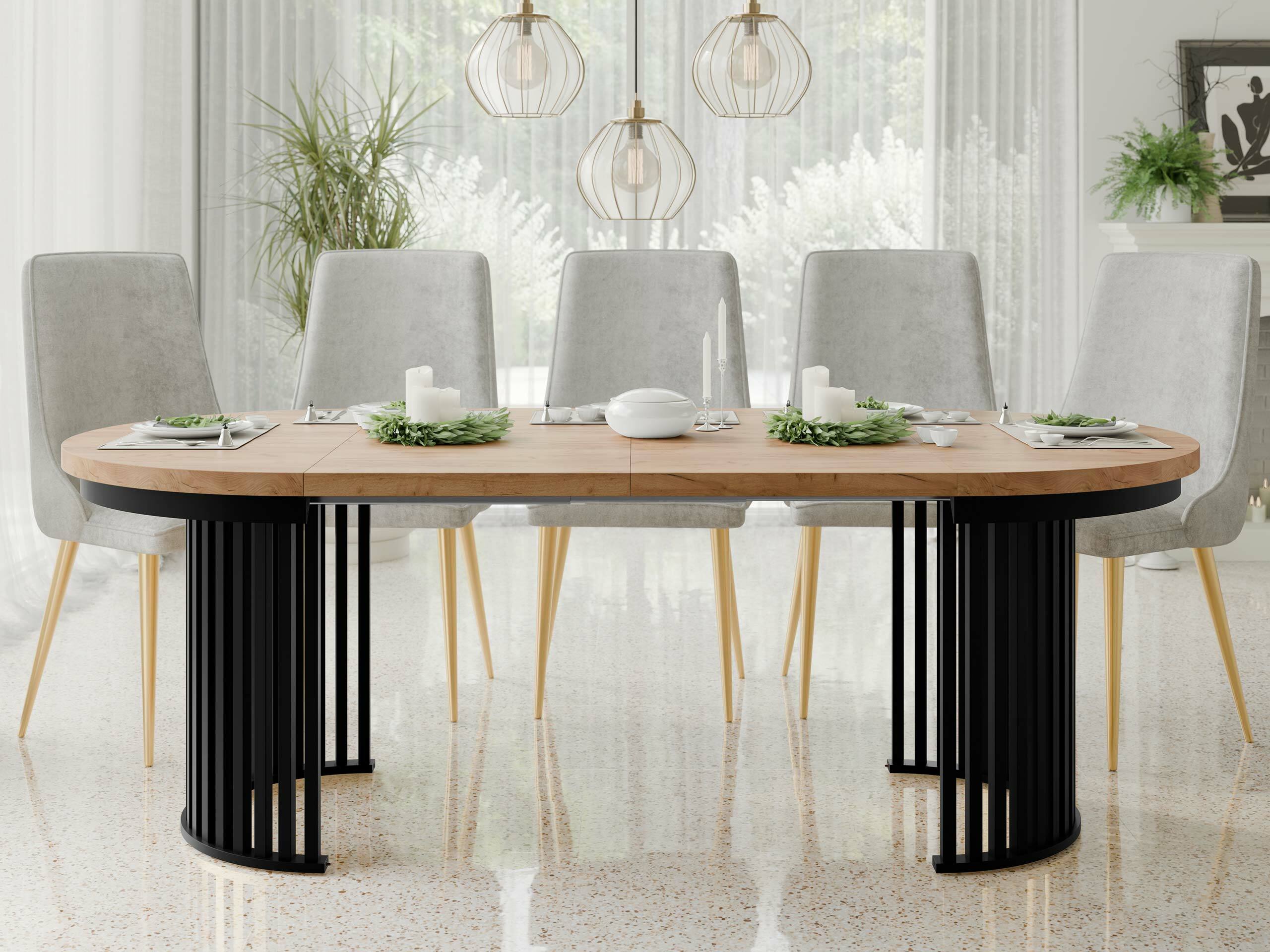 Mesa Racine 145 (Roble dorado artesanal + Negro)