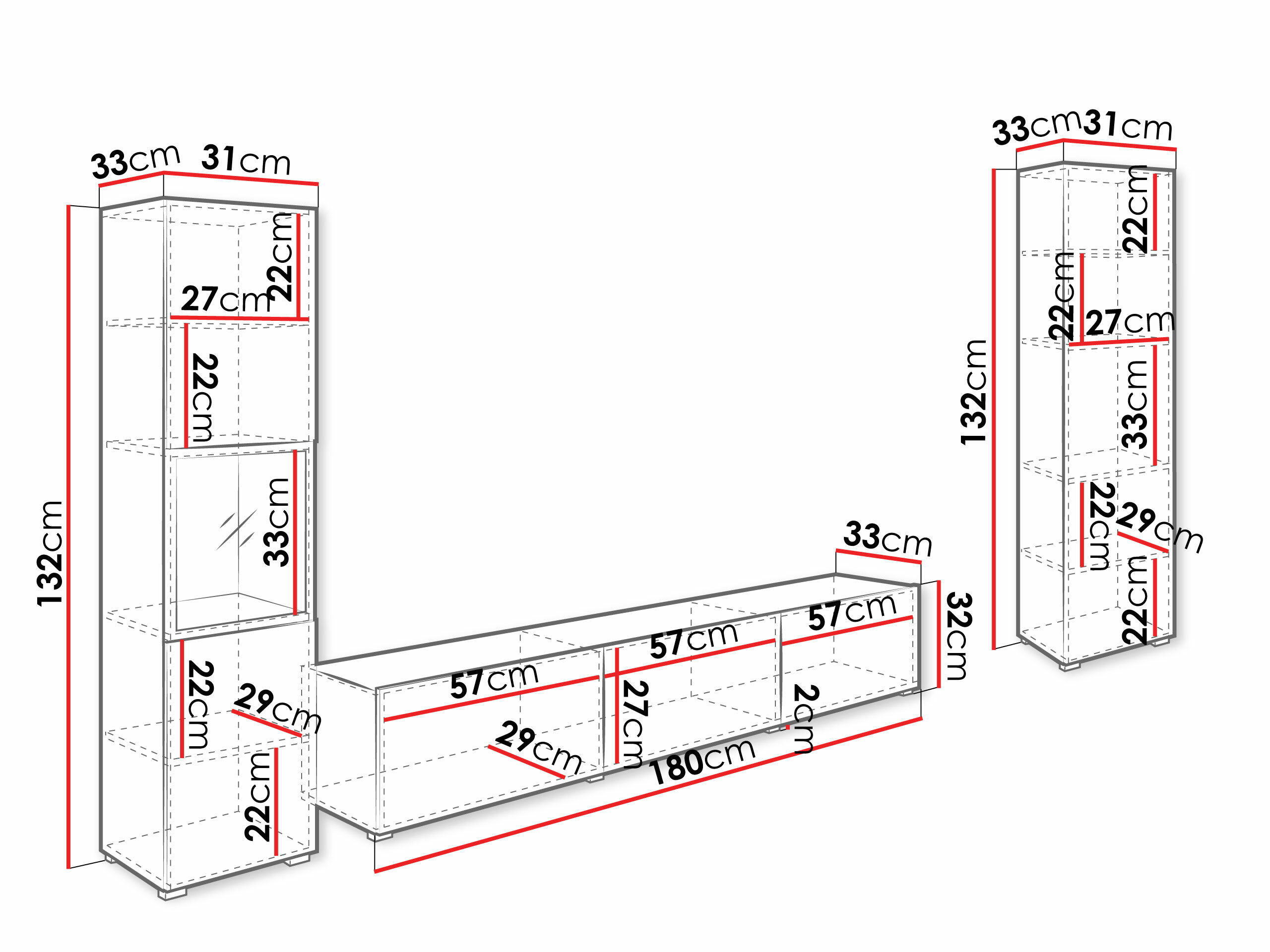Conjunto de salón Sarasota 193 (Blanco + Roble wotan)