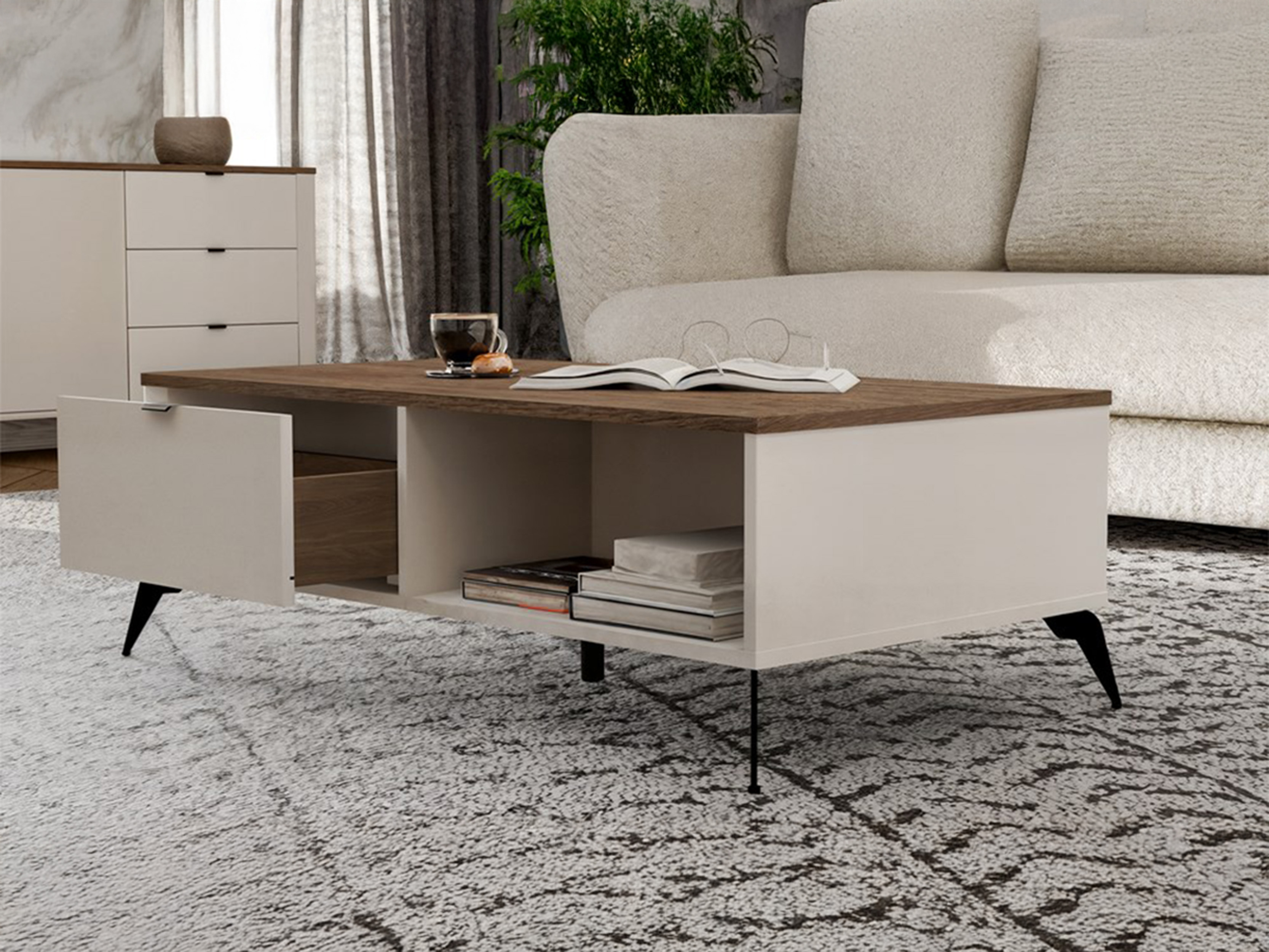 Mesa de centro Soavie 107 (Cachemira + Roble)
