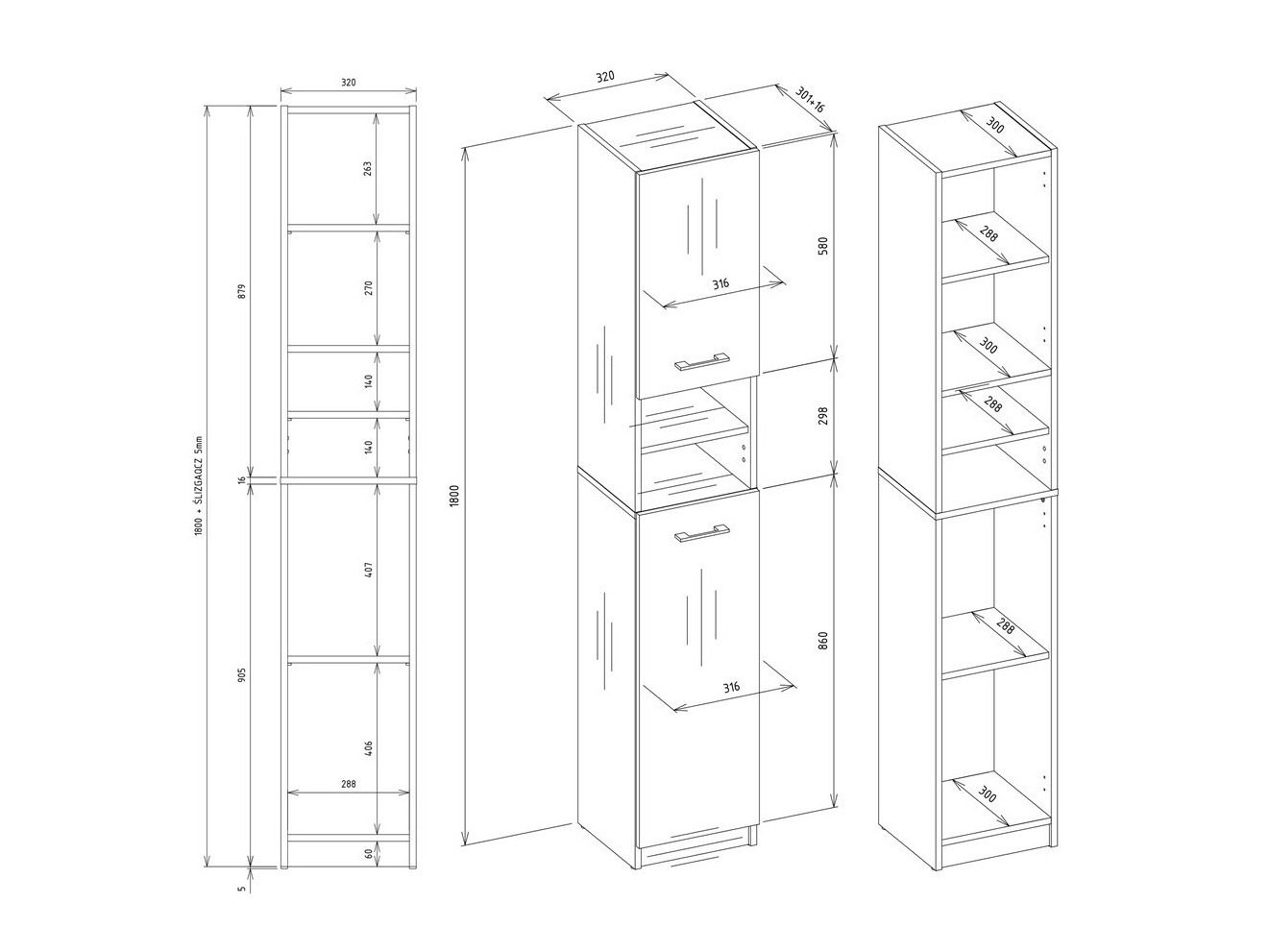 Armario de pie para baño Mandeville 152 (Blanco)