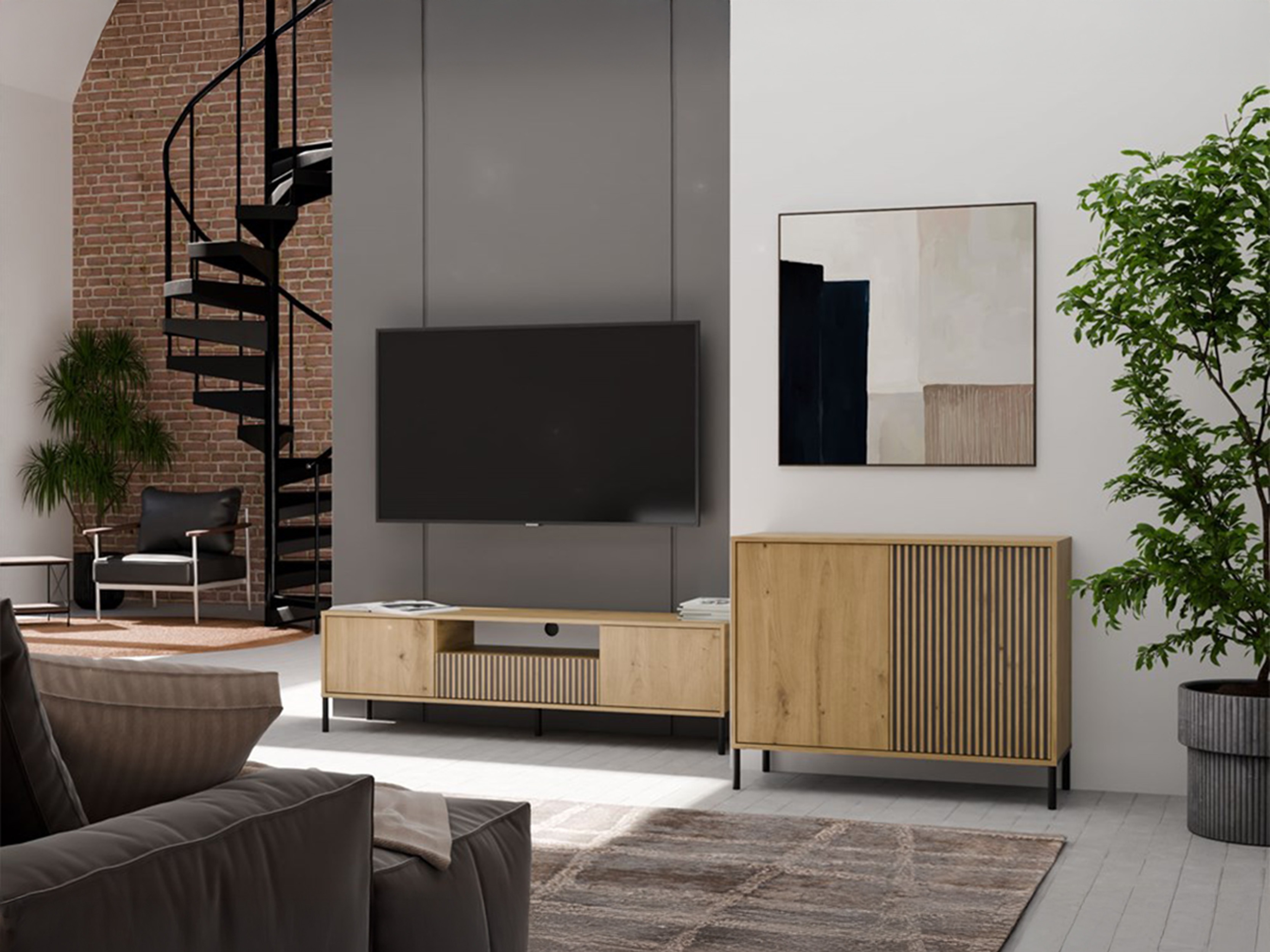 Aparador Orlsone 109 (Roble Artisan + Negro)