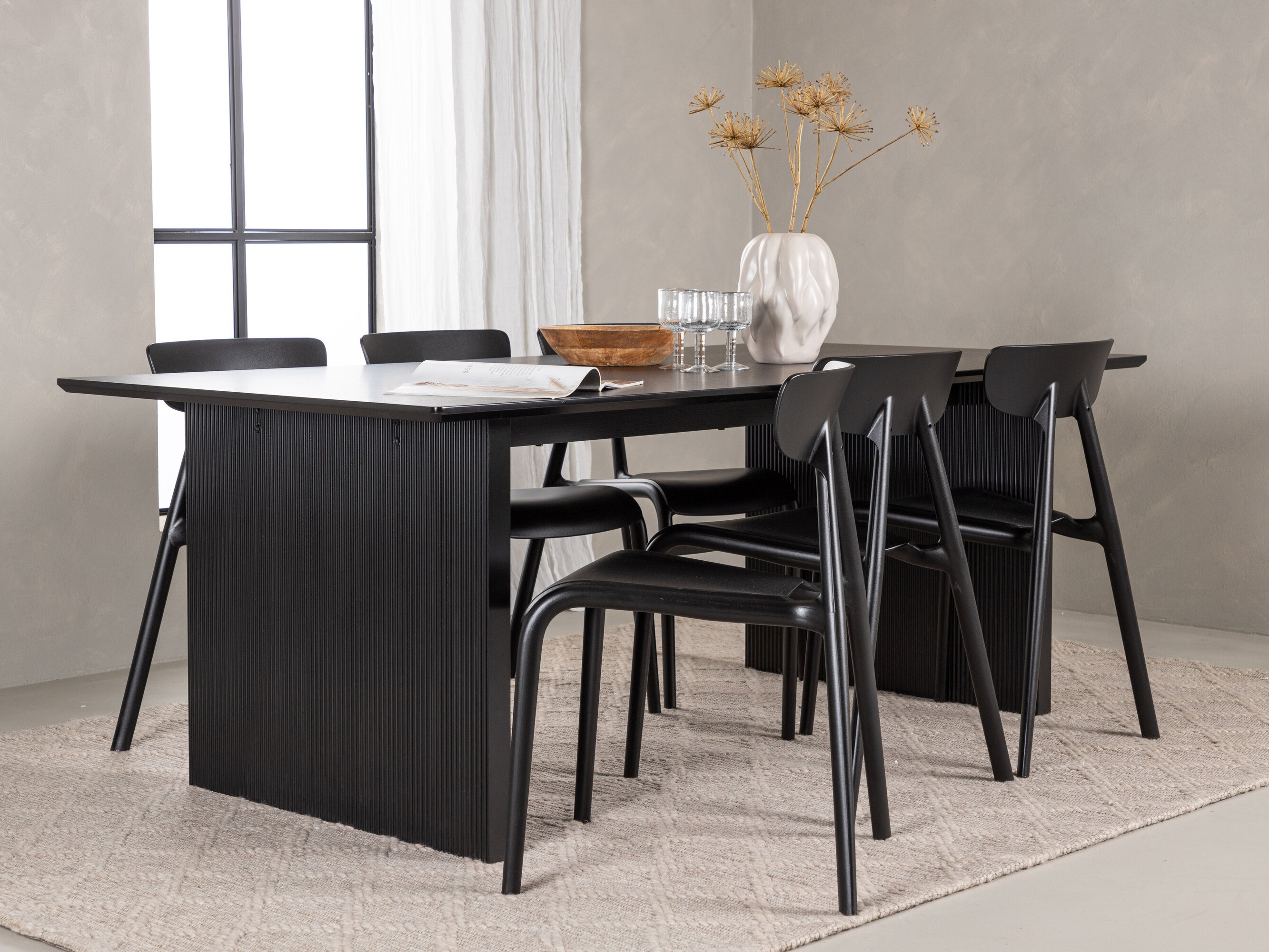 Conjunto de mesas y sillas para comedor Dallas 4993 (Negro)