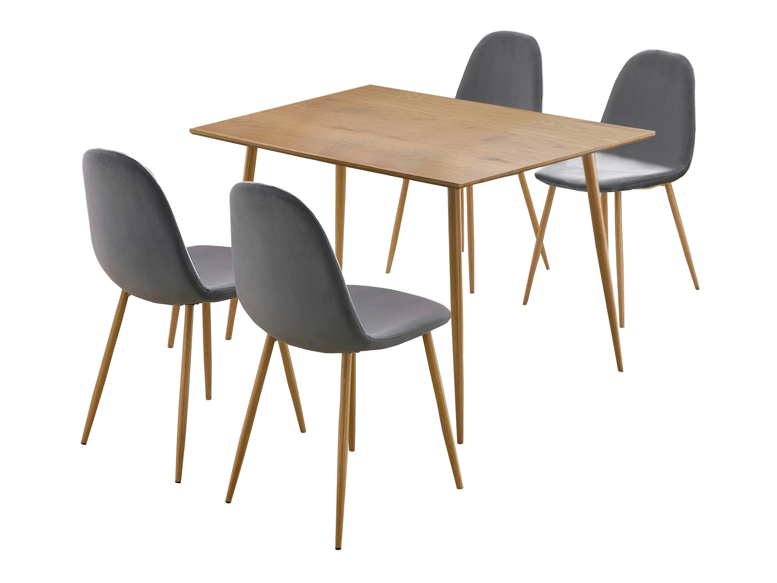 Conjunto de mesas y sillas para comedor Denton 764 (Antracita + Roble)