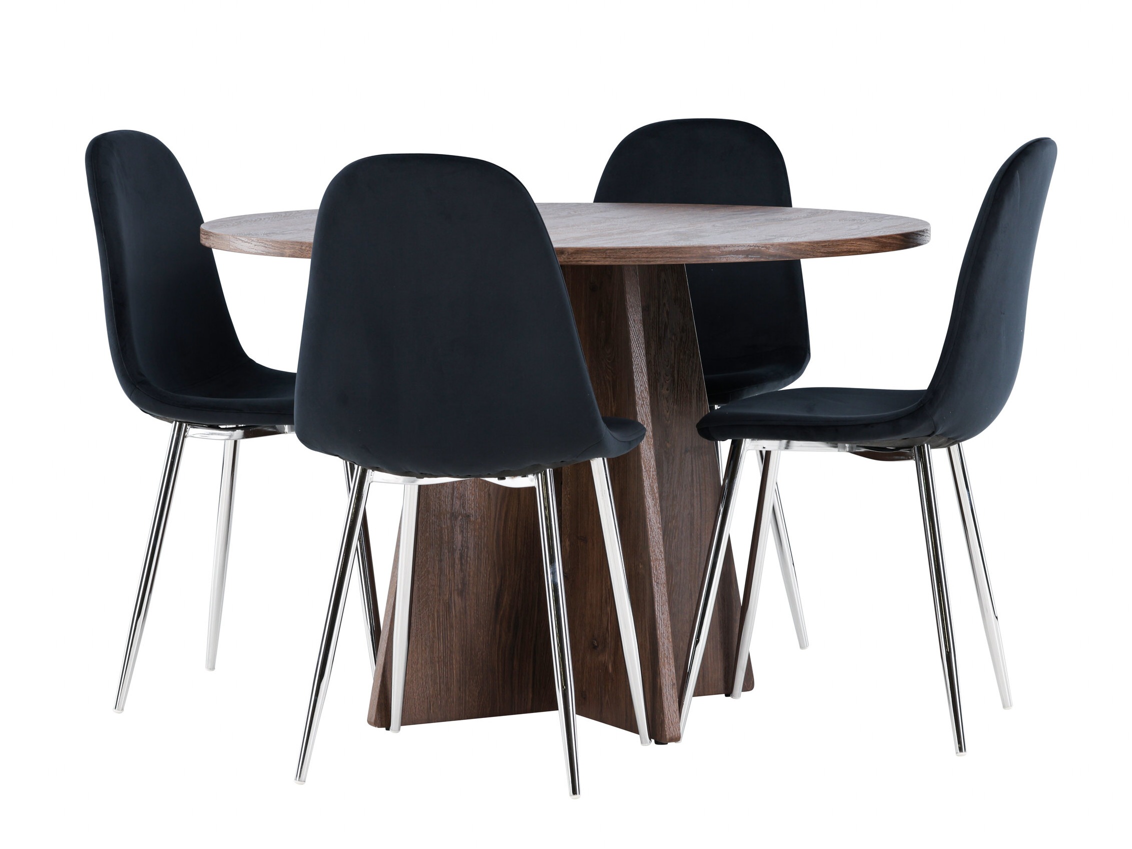 Conjunto de mesas y sillas para comedor Dallas 5009 (Negro + Plata)