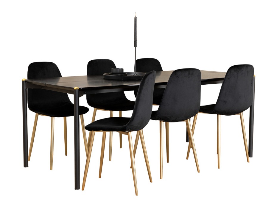 Conjunto de mesas y sillas para comedor Dallas 5016 (Negro + Dorado)