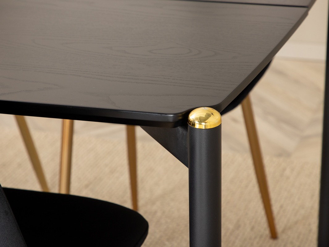 Conjunto de mesas y sillas para comedor Dallas 5016 (Negro + Dorado)