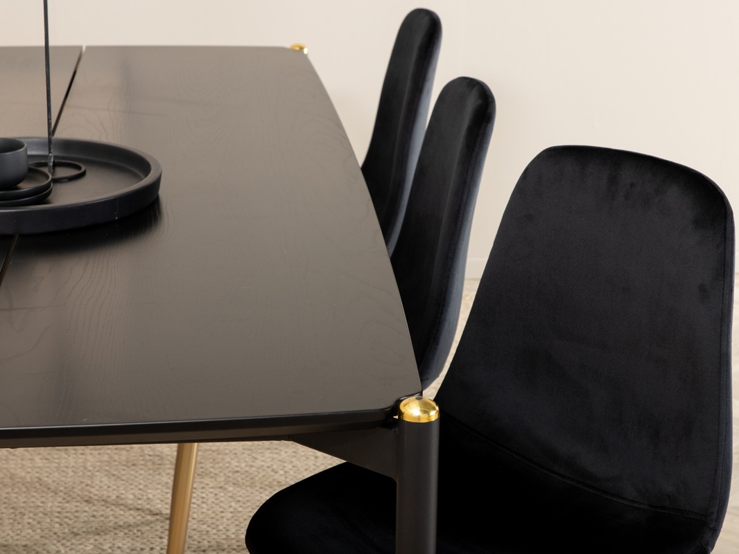 Conjunto de mesas y sillas para comedor Dallas 5016 (Negro + Dorado)