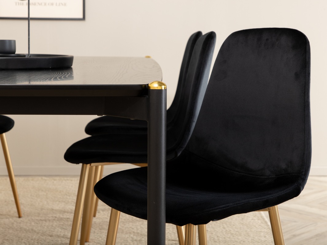 Conjunto de mesas y sillas para comedor Dallas 5016 (Negro + Dorado)