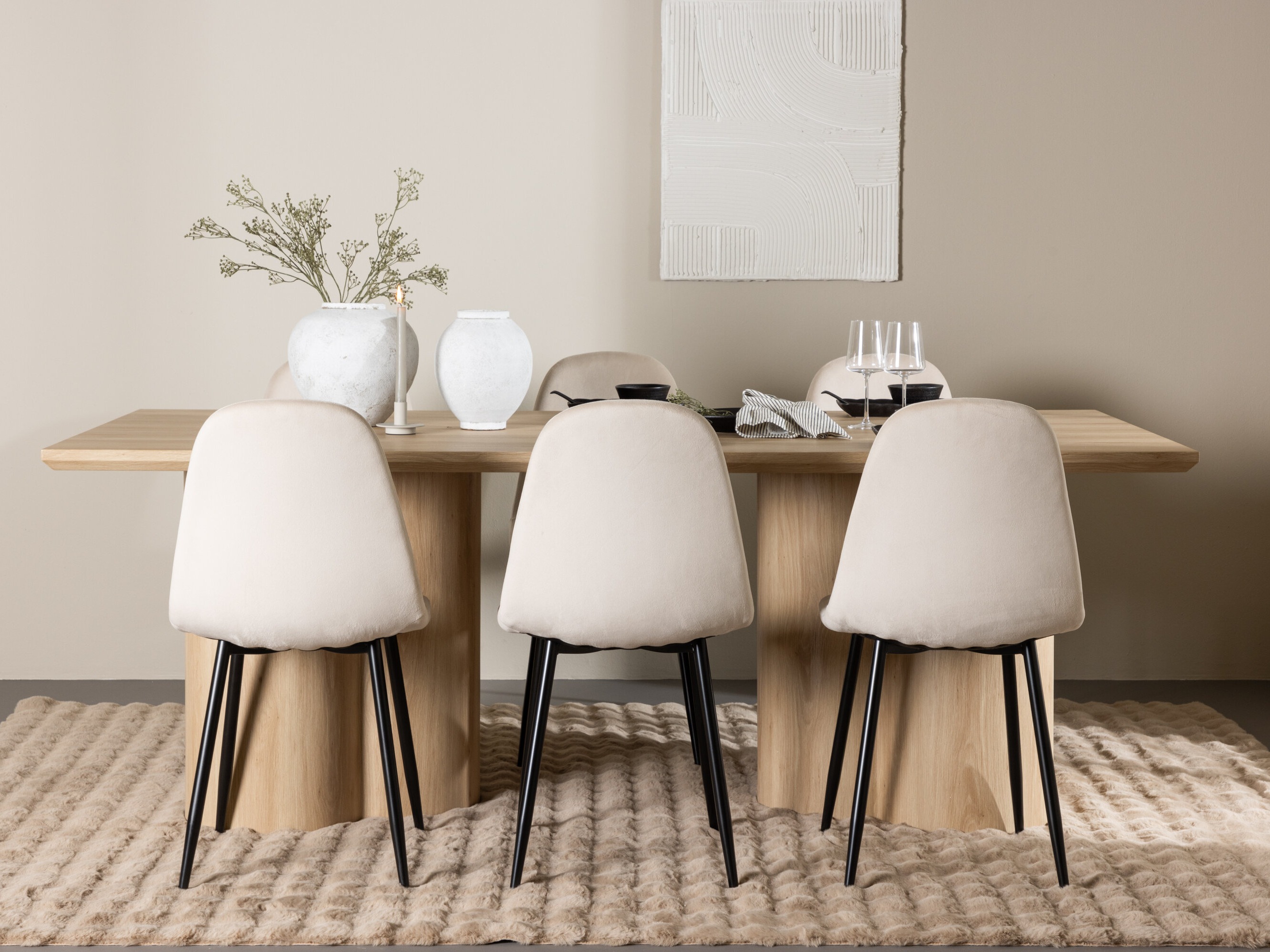 Conjunto de mesas y sillas para comedor Dallas 5018 (Beige)