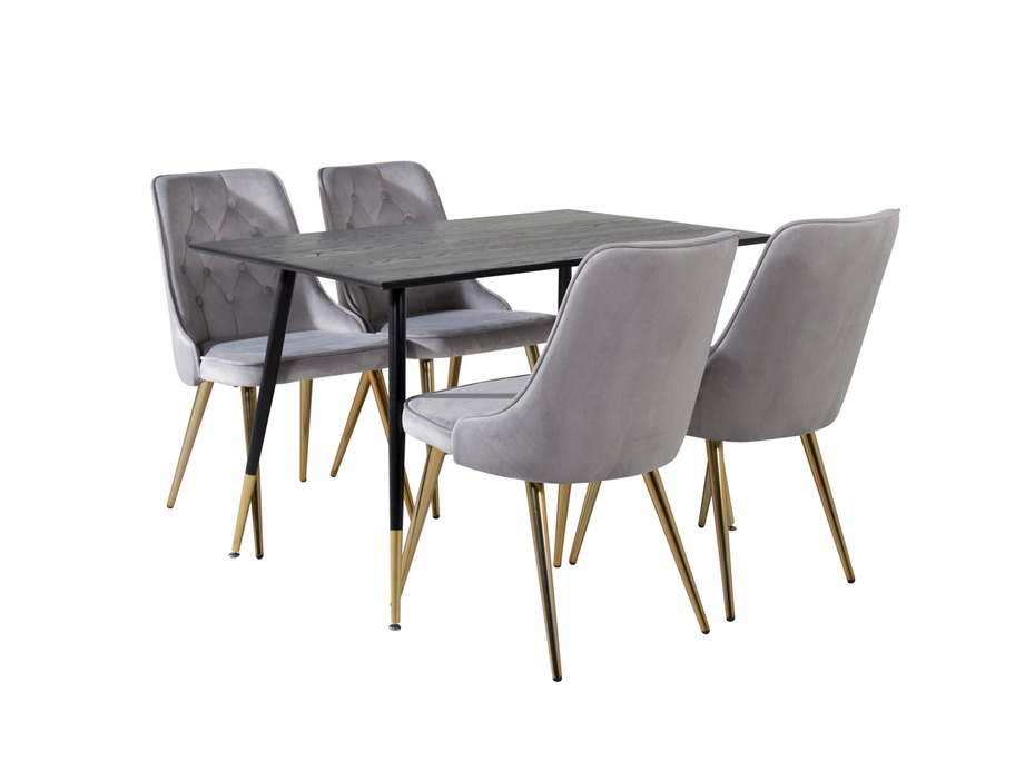 Conjunto de mesas y sillas para comedor Dallas 1673 (Gris + dorado)