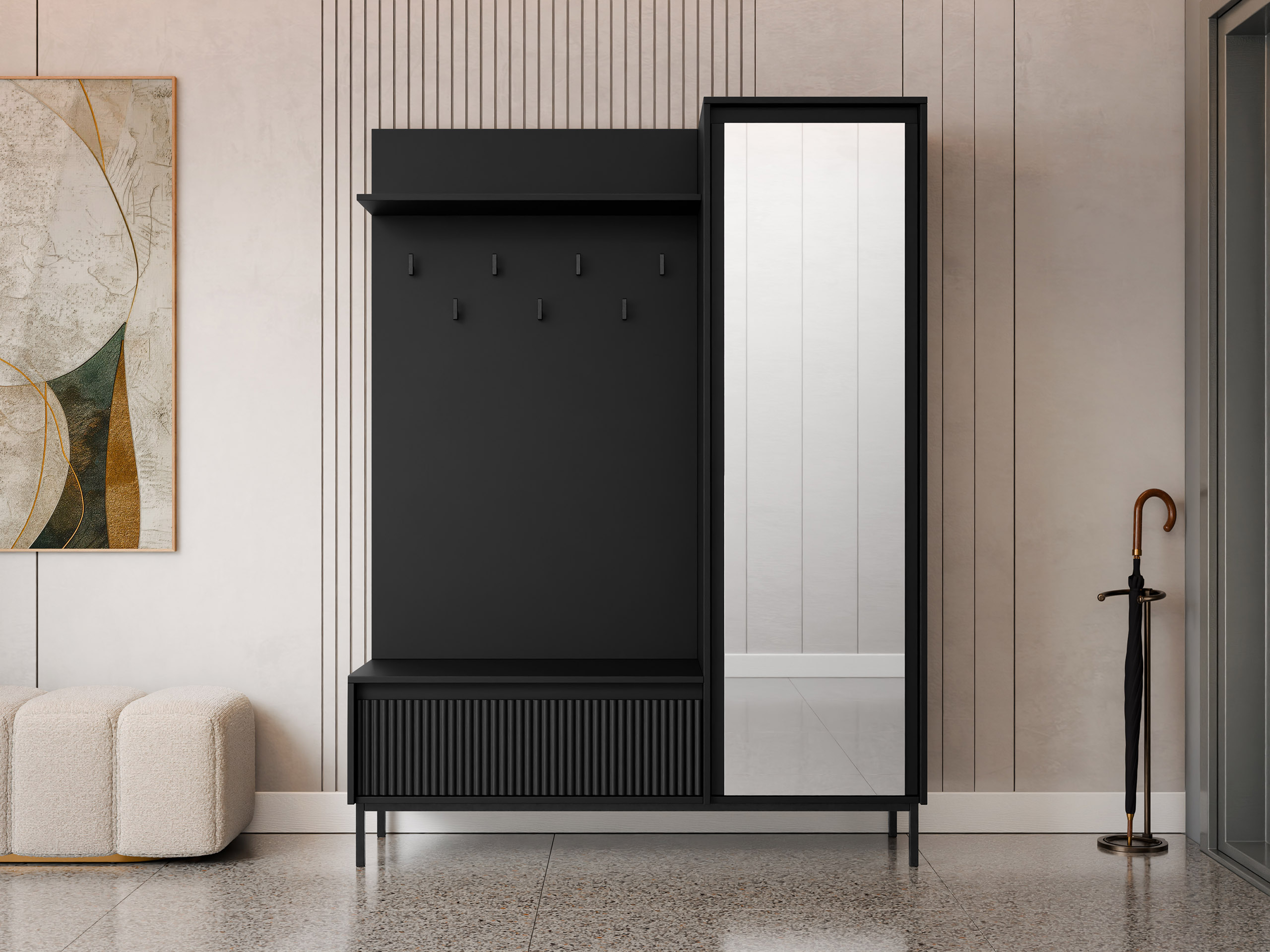 Conjunto para recibidor Comfivo Delruva (Negro)