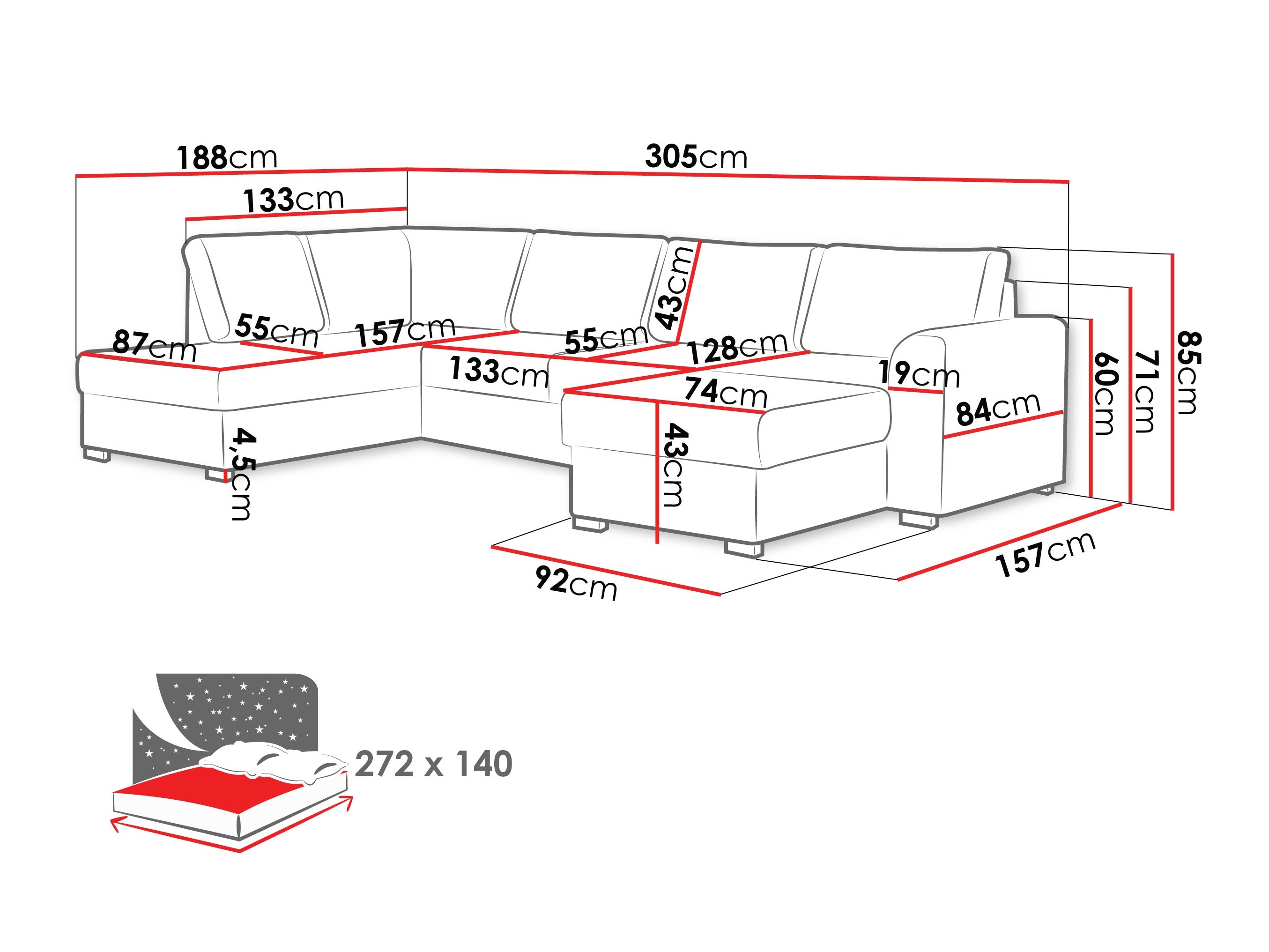 Sofá rinconero Comfivo Flumen (Nazar 225.02)