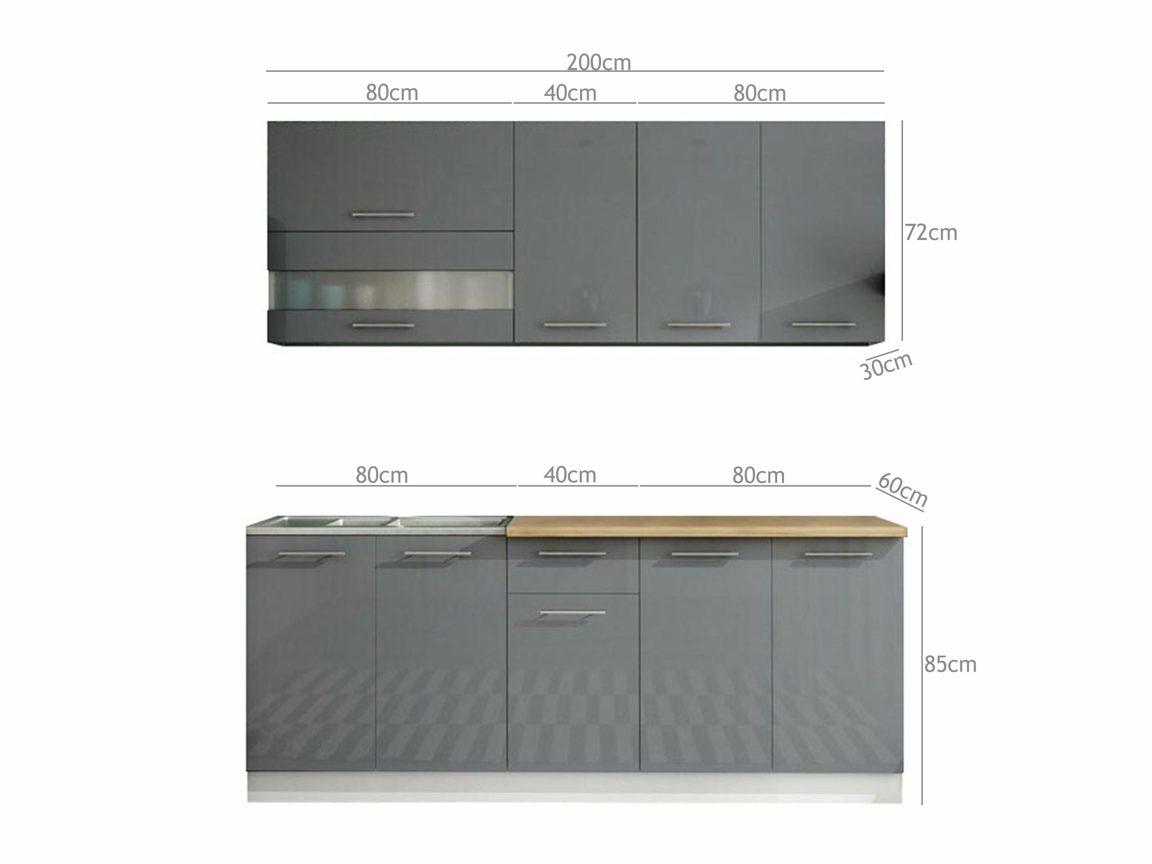 Conjunto de cocina modular Tiffa Grey 102