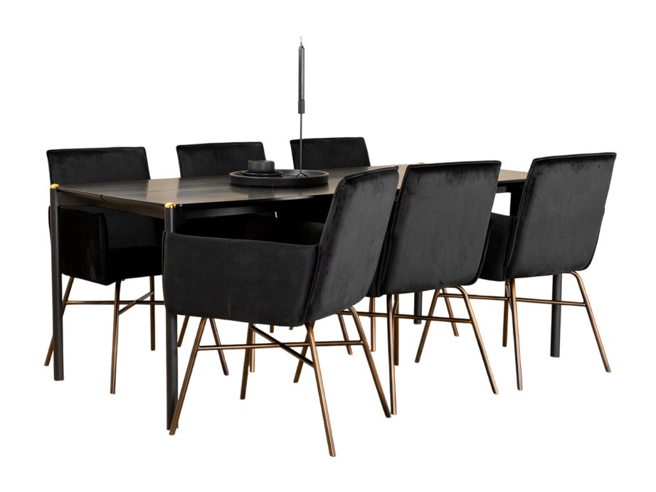 Conjunto de mesas y sillas para comedor Dallas 5034 (Negro + Cobre)