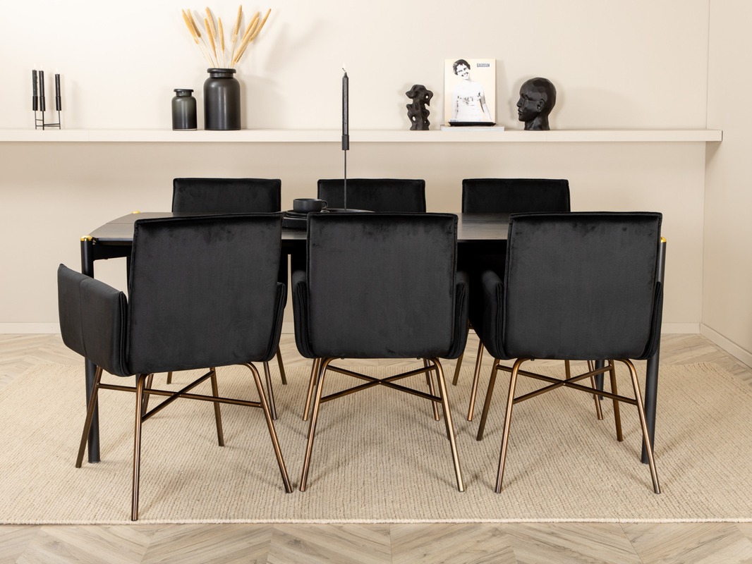 Conjunto de mesas y sillas para comedor Dallas 5034 (Negro + Cobre)