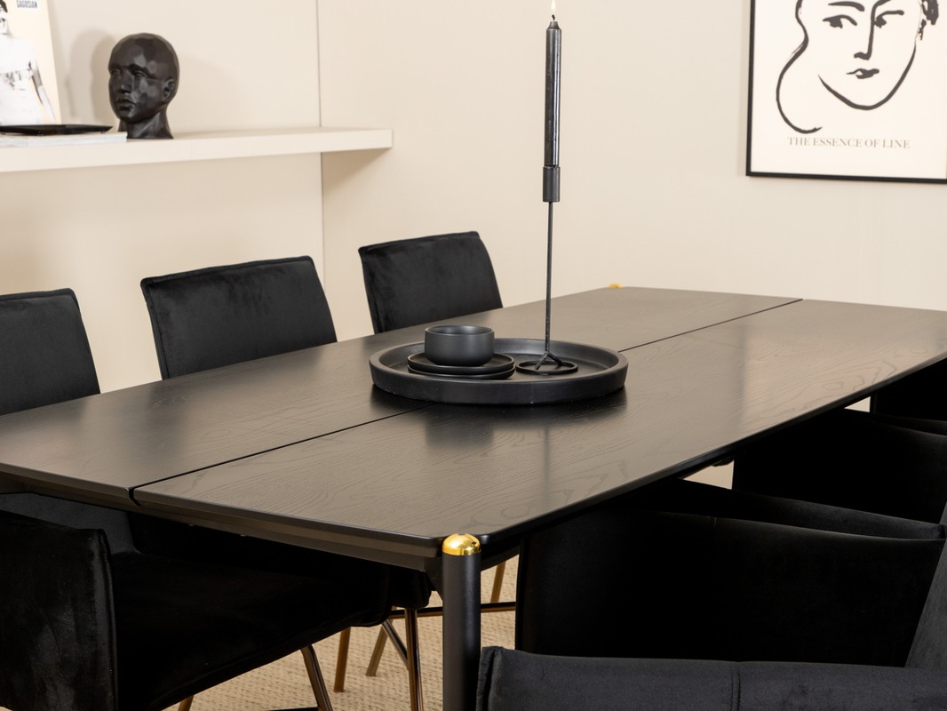 Conjunto de mesas y sillas para comedor Dallas 5034 (Negro + Cobre)