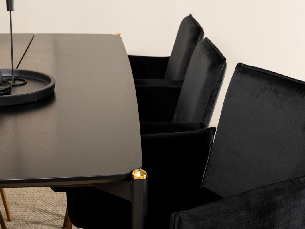 Conjunto de mesas y sillas para comedor Dallas 5034 (Negro + Cobre)