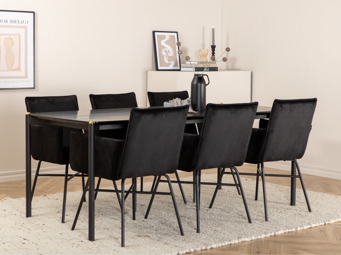 Conjunto de mesas y sillas para comedor Dallas 5034 (Negro)