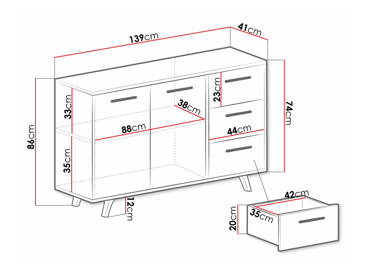 Cómoda Dortivu 160 (Blanco)
