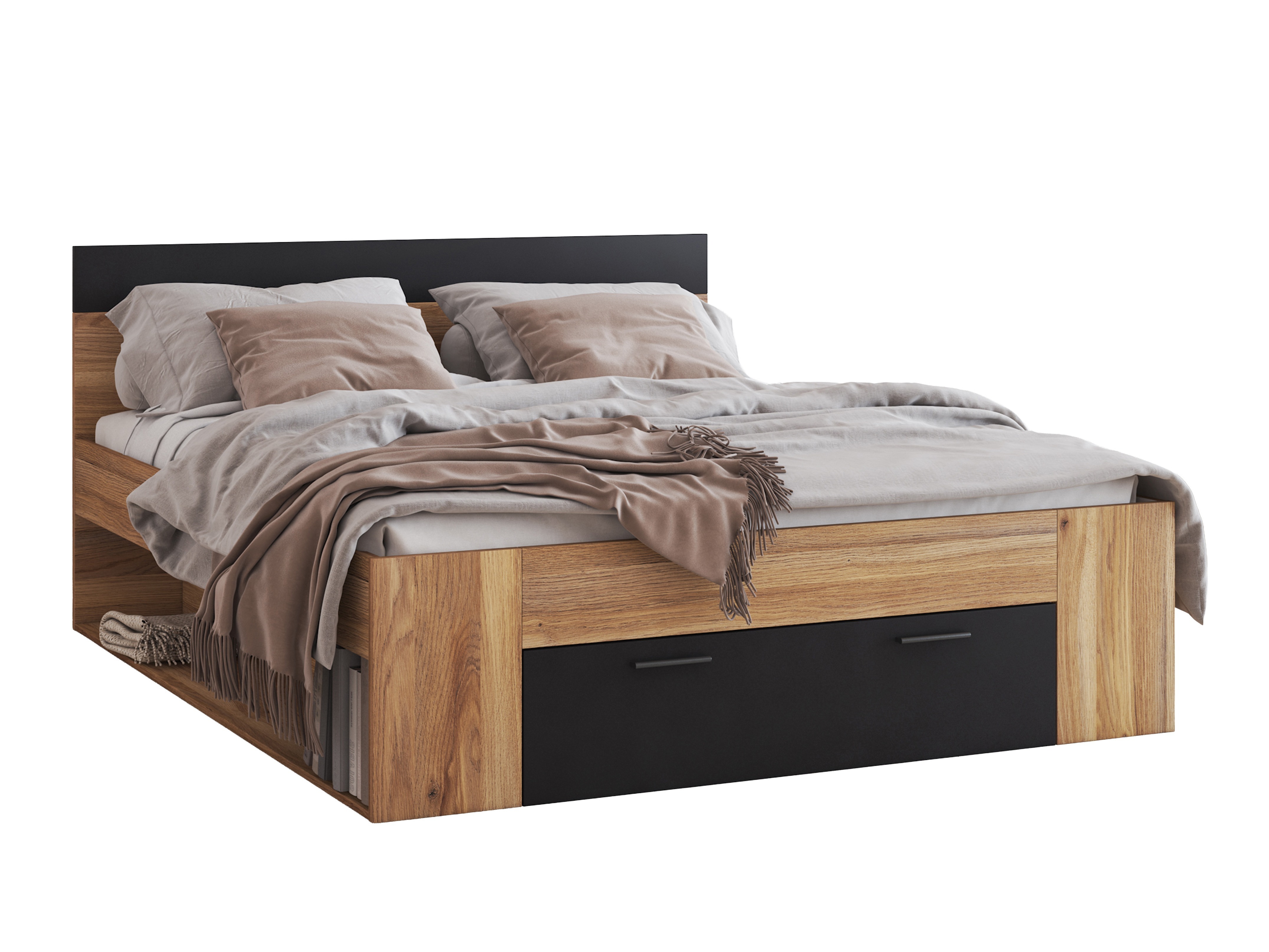 Cama Melvele 108 (Roble + Negro)
