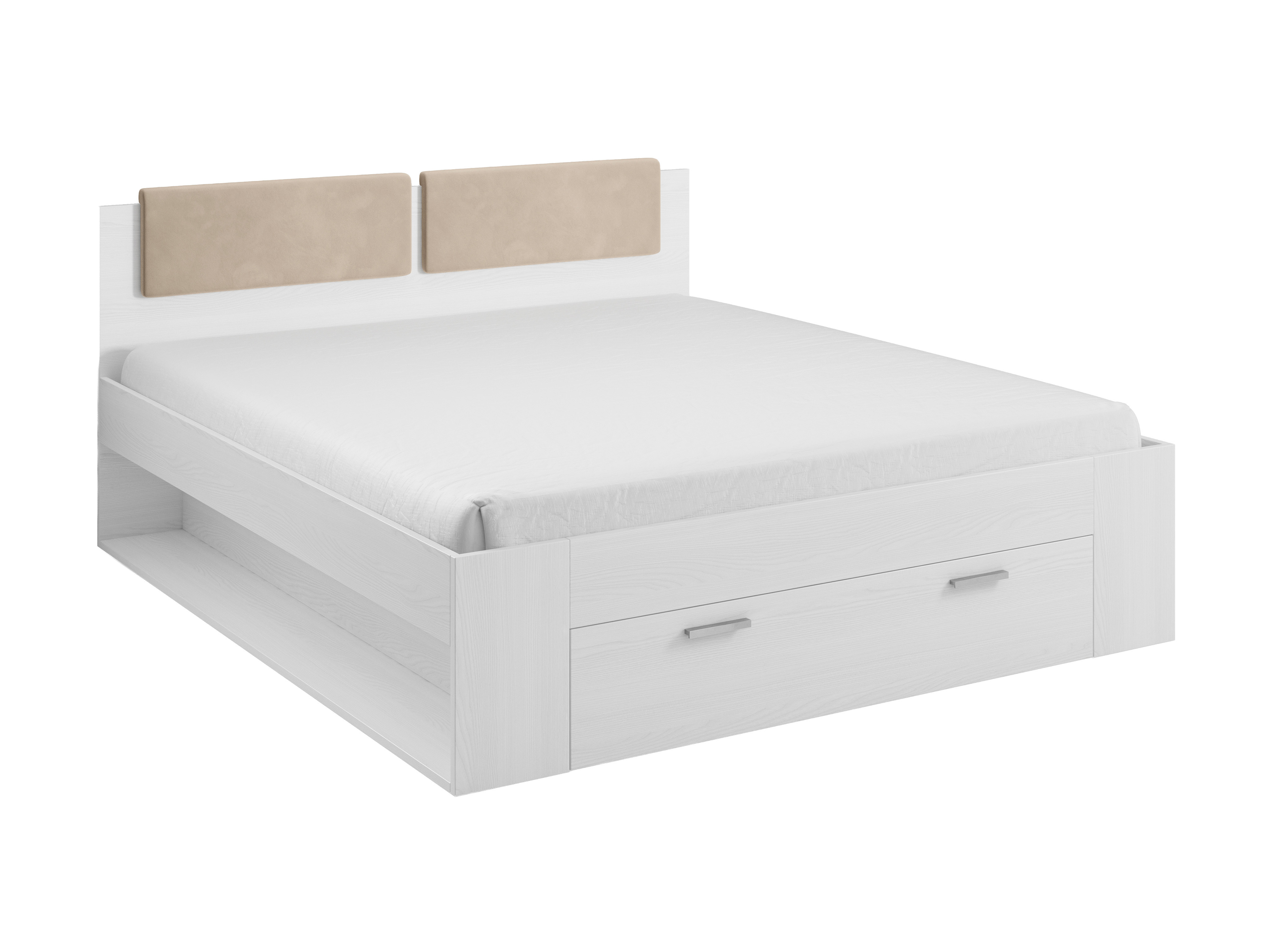 Cama Levruvu 106 (Fresno blanqueado + Beige)