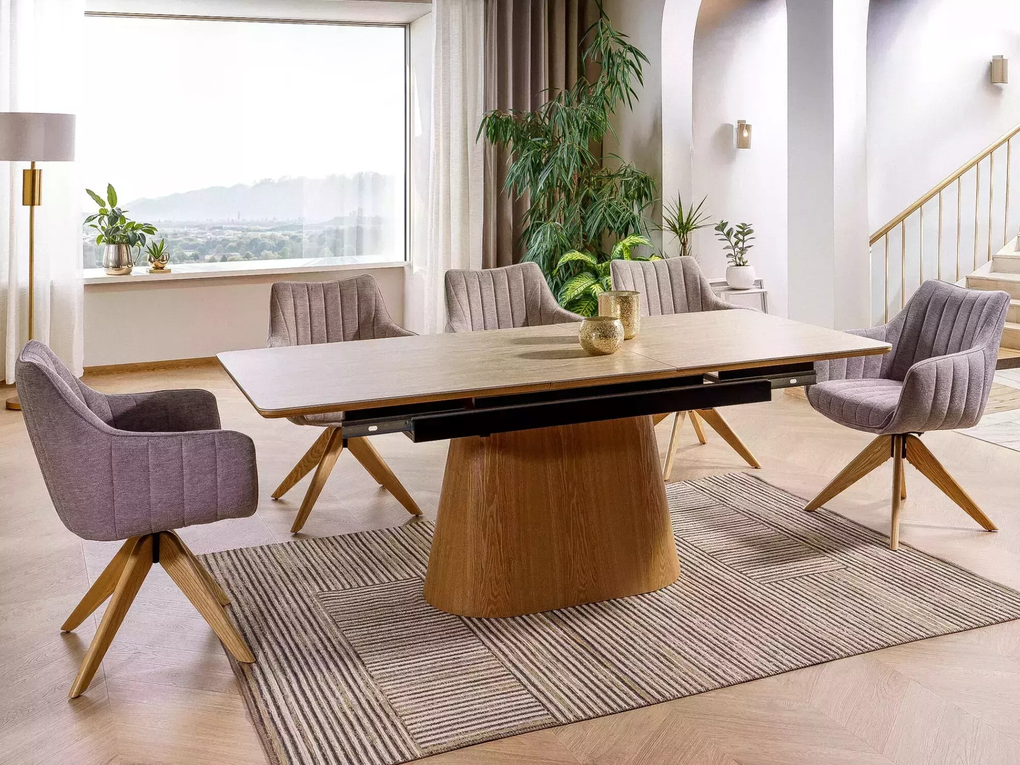 Mesa Detroit 932 (Travertino claro + Roble)