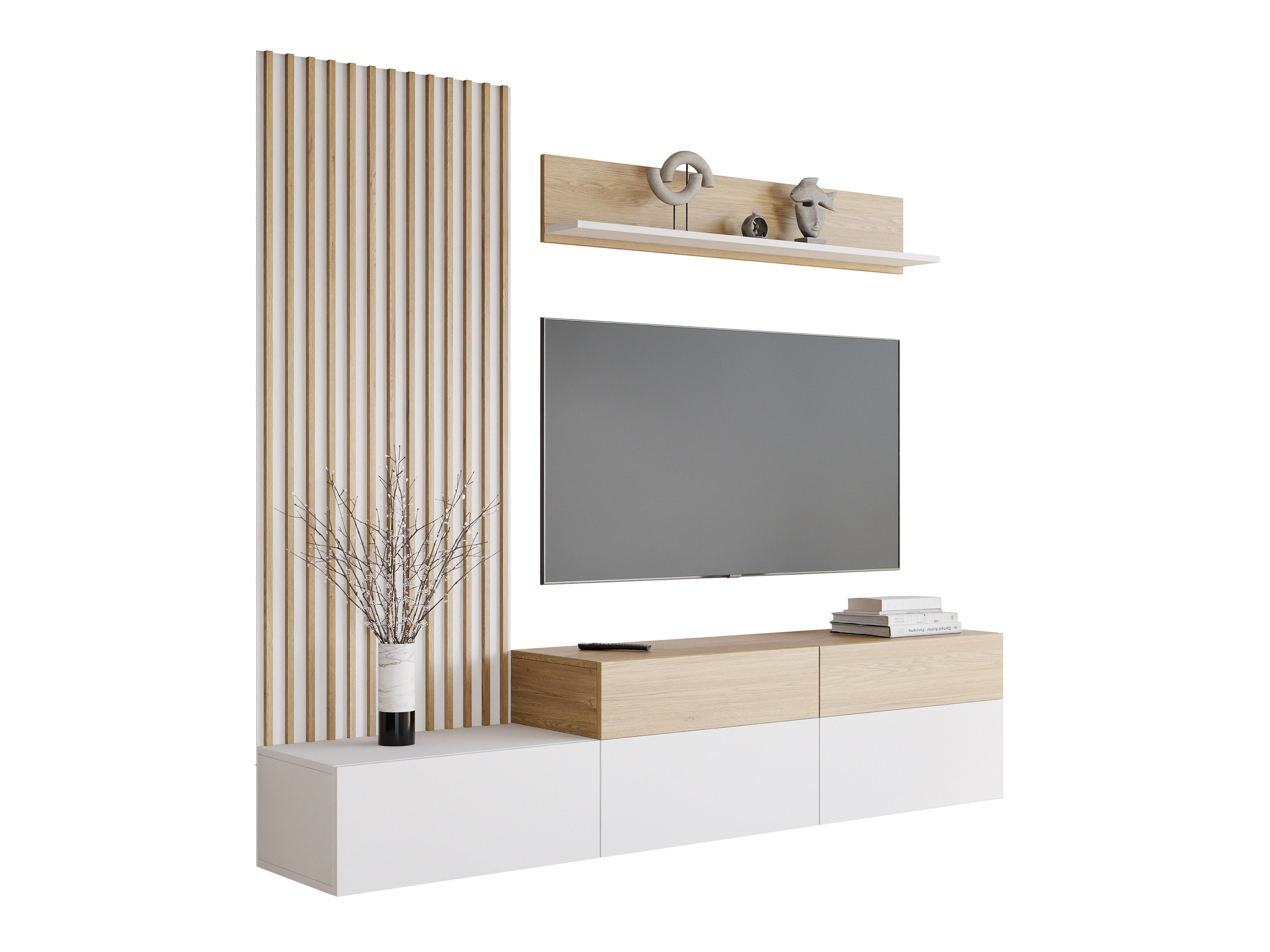 Conjunto de salón Comfivo 496 (Blanco + Roble)