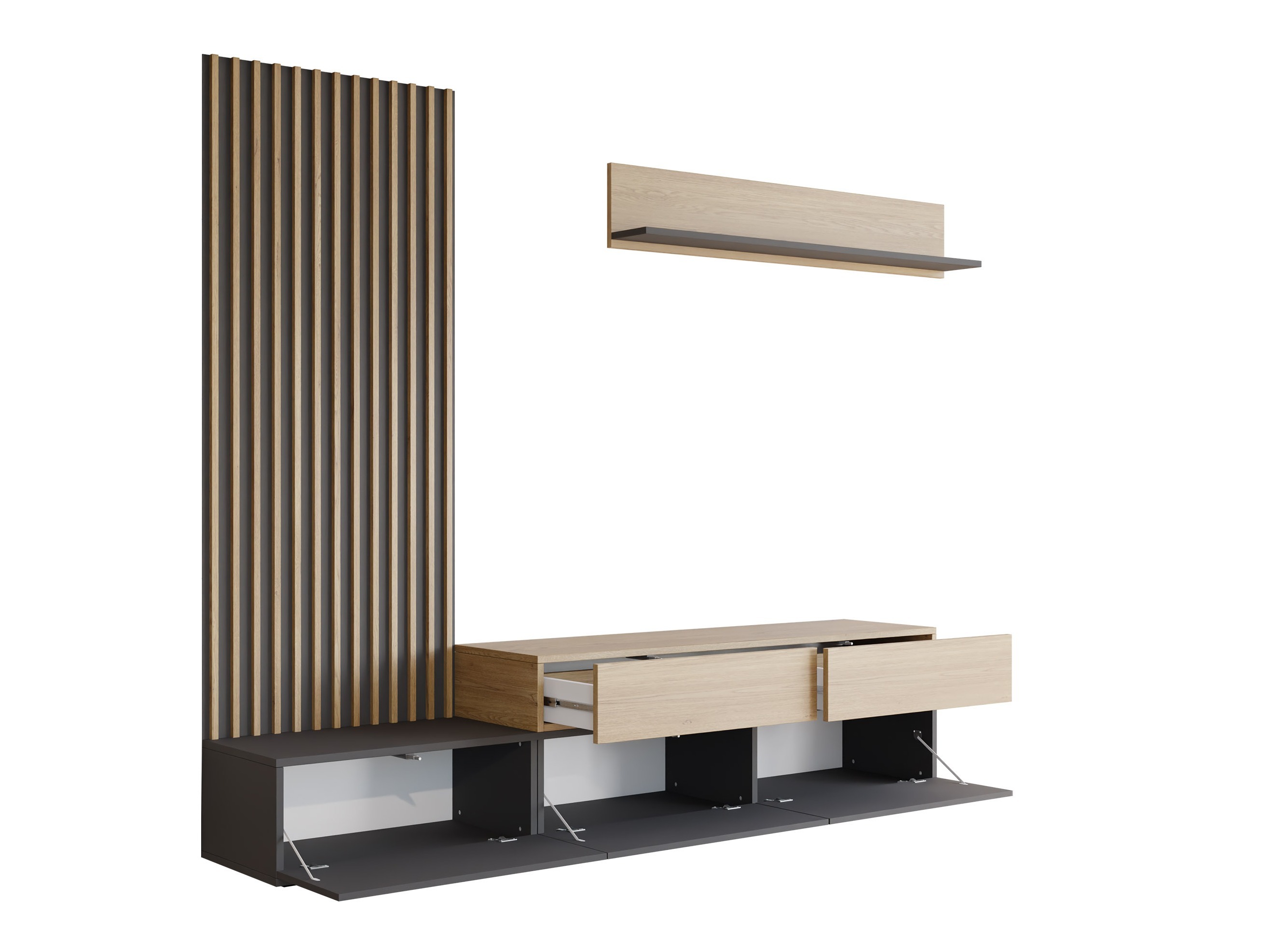 Conjunto de salón Comfivo 496 (Blanco + Roble)