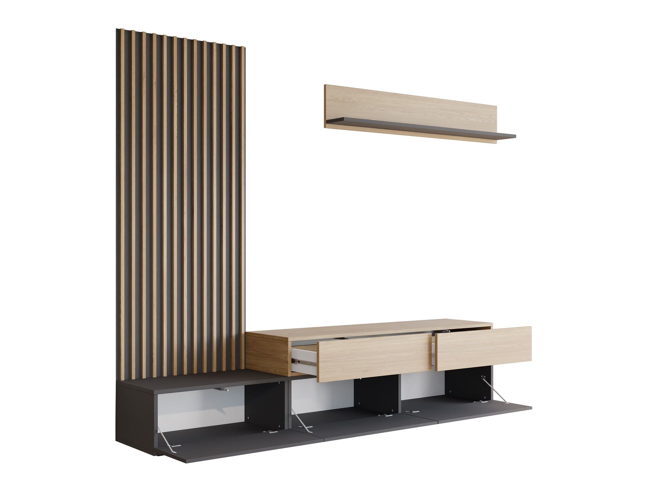 Conjunto de salón Comfivo Munium I (Grafito + Roble)