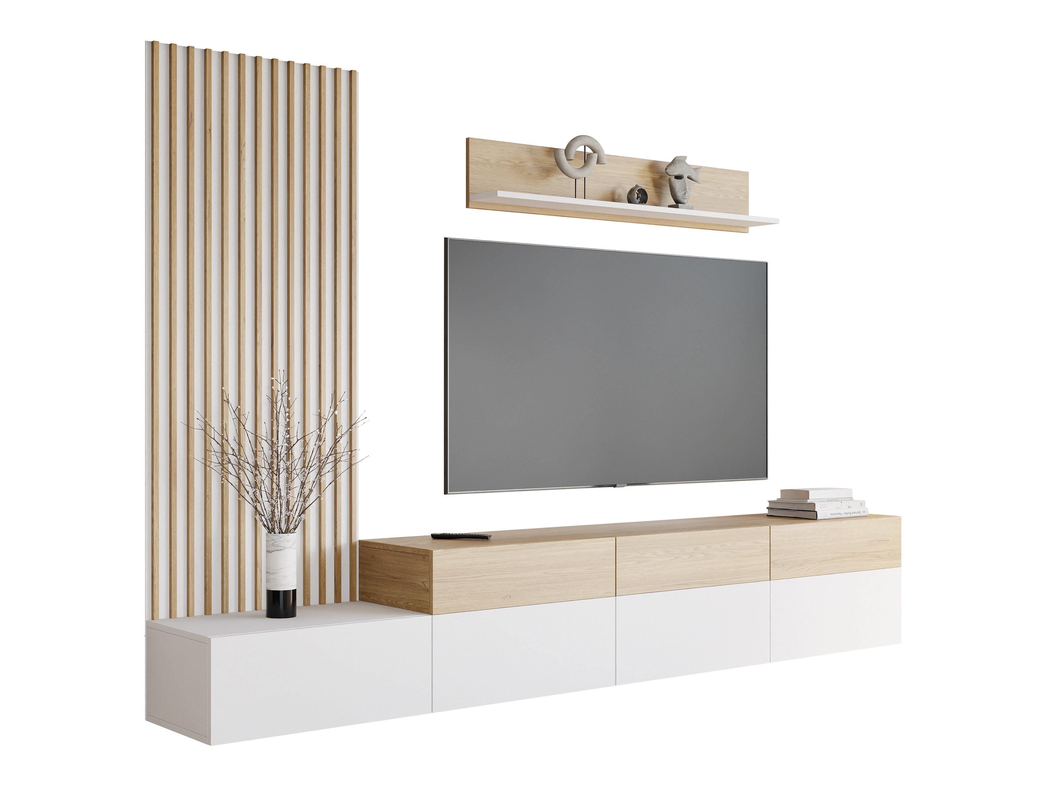 Conjunto de salón Comfivo Munium II (Blanco + Roble)